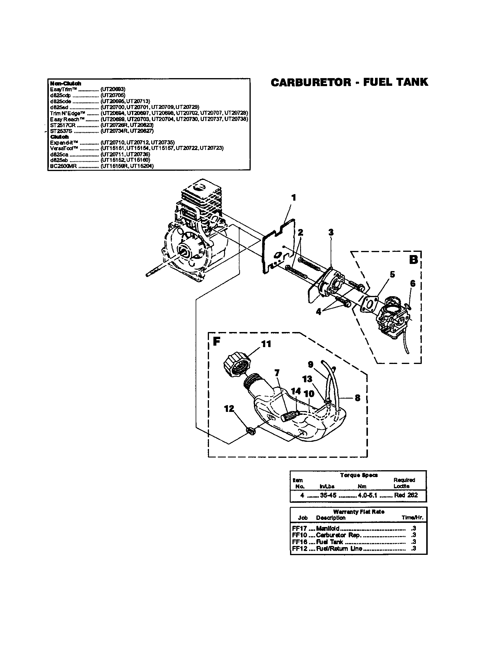 Homelite UT20734R carburetor/fuel tank diagram