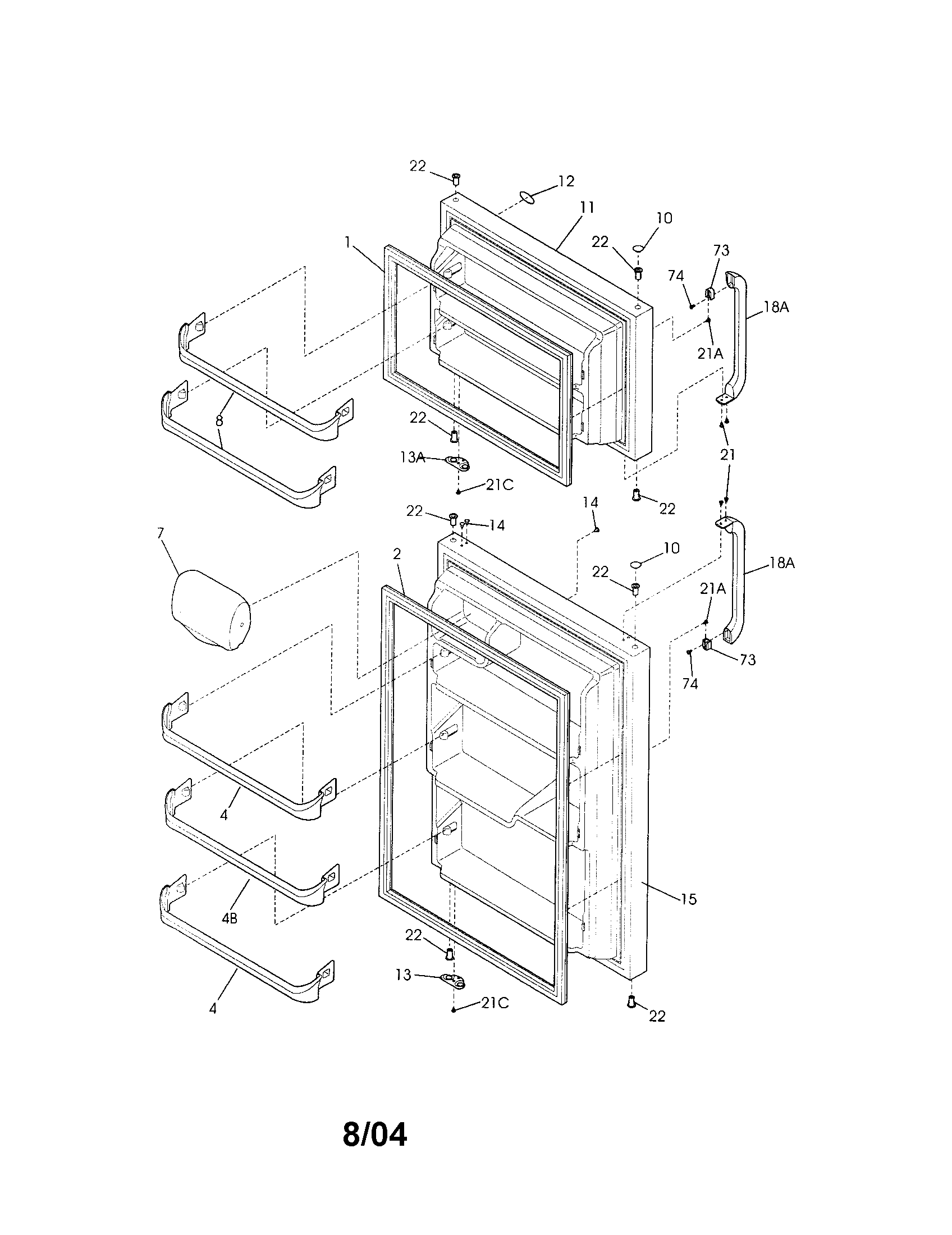 Frigidaire FRT21FG3DW0 door diagram