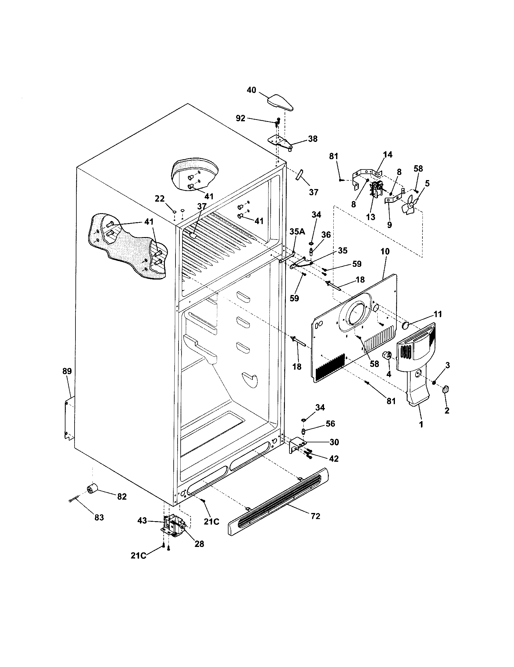Frigidaire FRT21FG3DW0 cabinet diagram