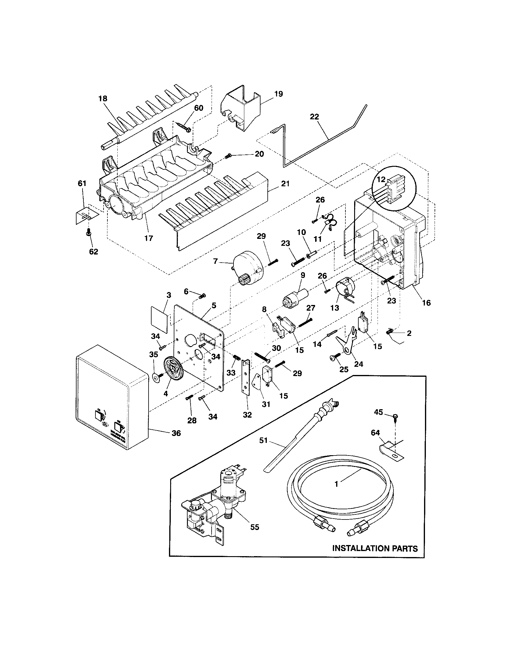 Frigidaire FRT21FG3DW0 ice maker diagram