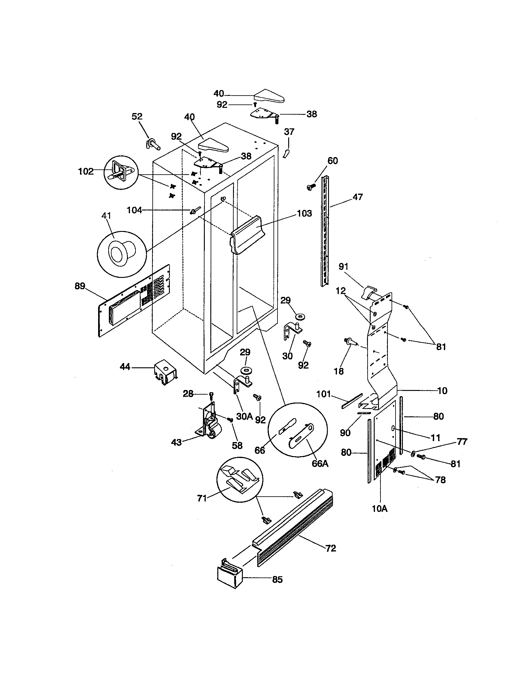 Universal/Multiflex (Frigidaire) MRS26WREW1 cabinet diagram