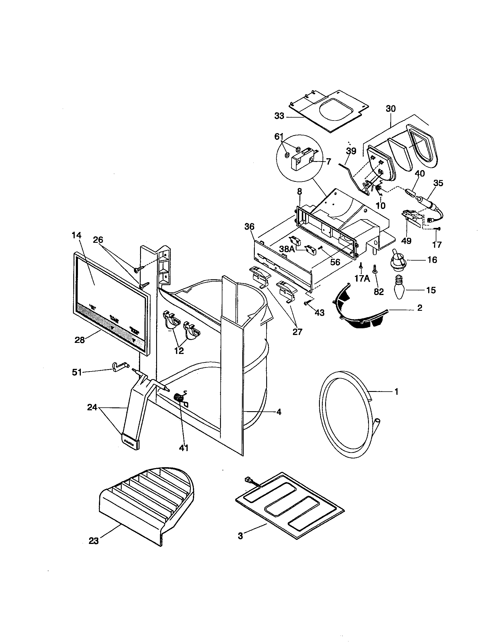 Universal/Multiflex (Frigidaire) MRS26WREW1 ice and water dispenser diagram