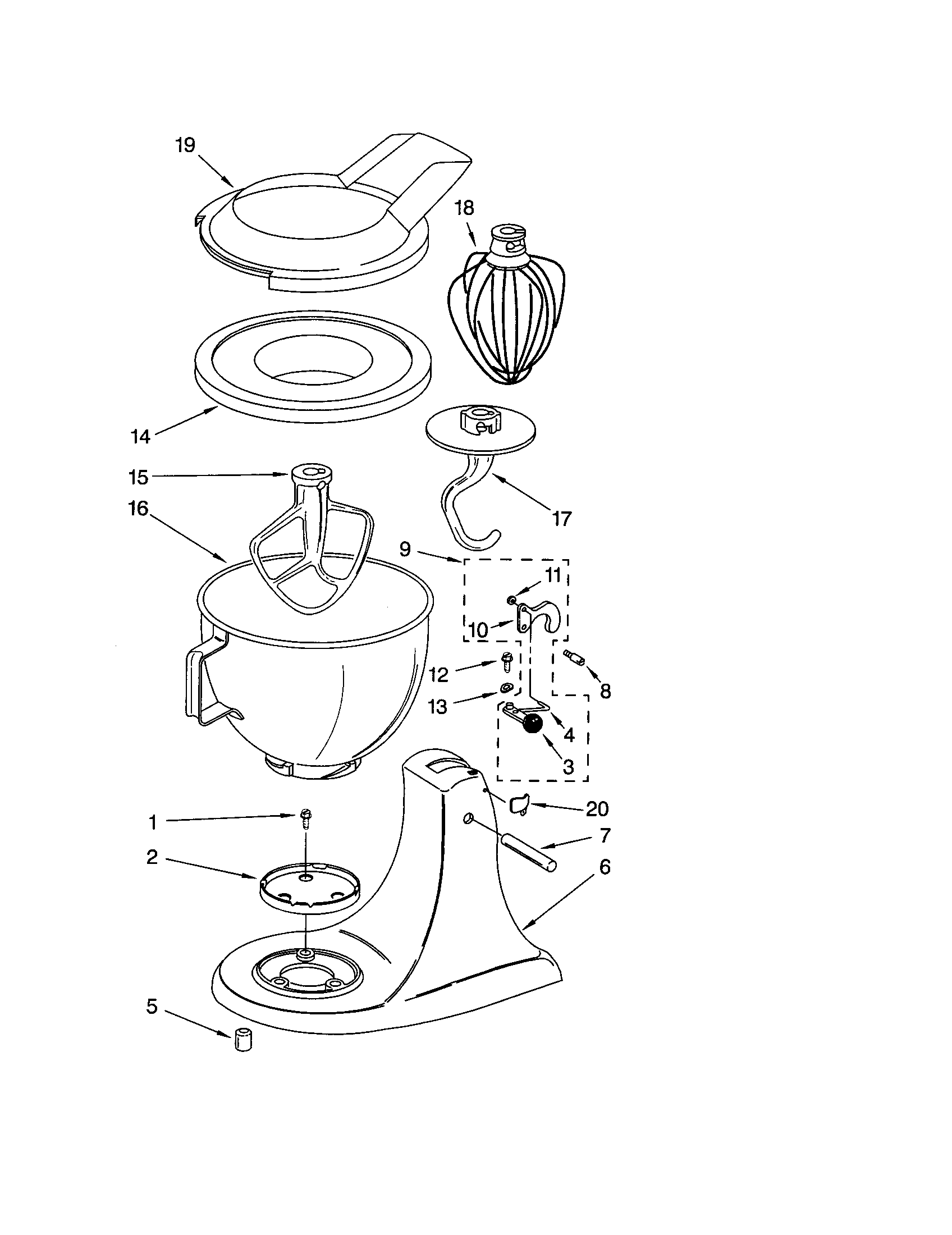 KitchenAid KSM90WW0 base and pedestal diagram