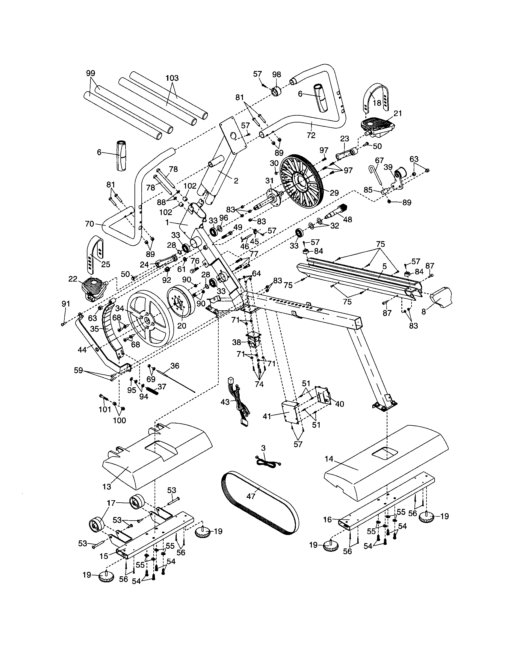 Lifestyler 831283390 frame/handlebars/belt diagram