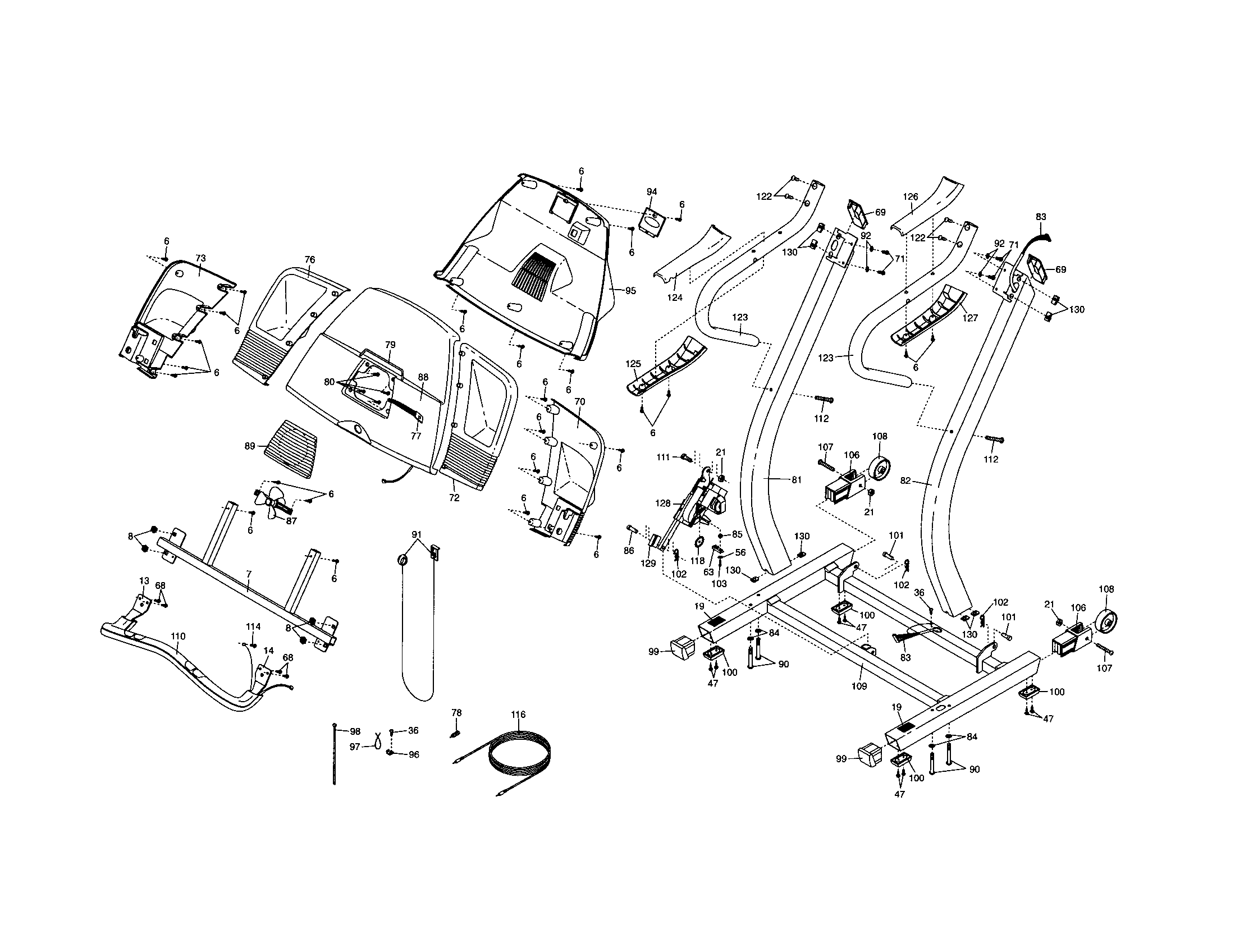Proform PFTL5123S0 console/handrails diagram