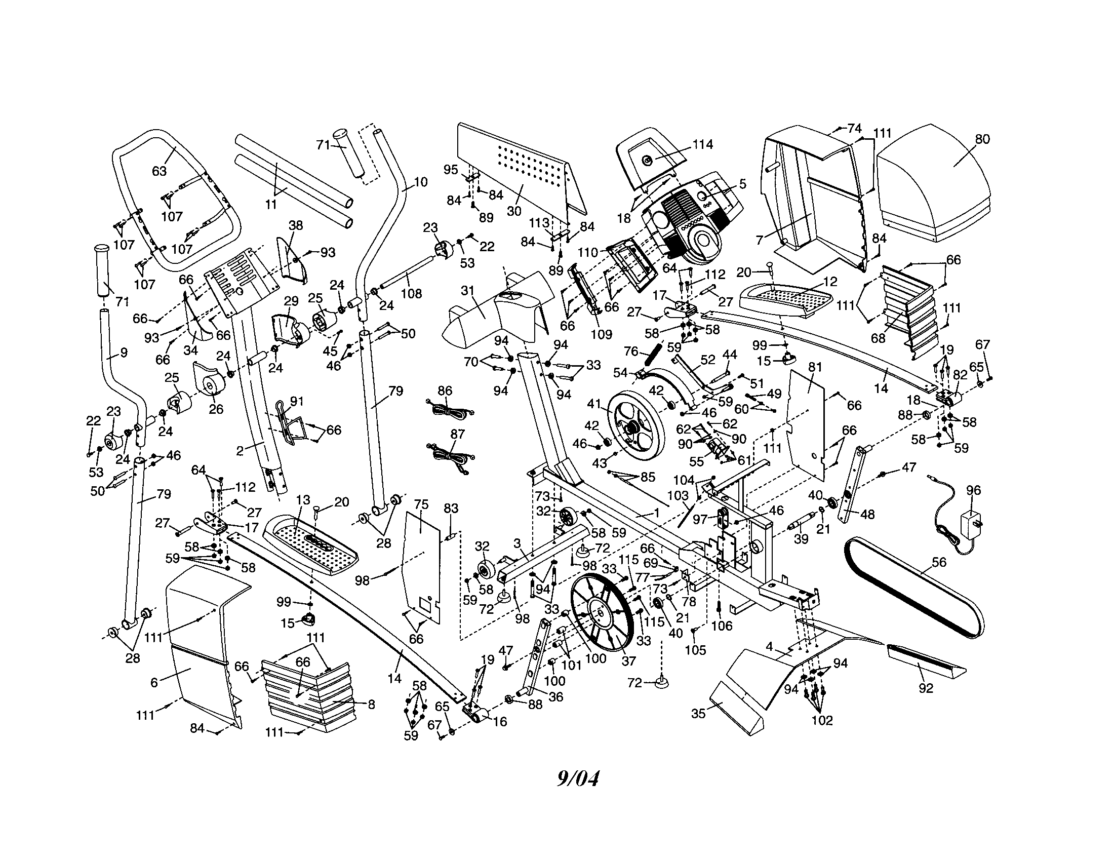 Proform DRE91041 elliptical assembly diagram