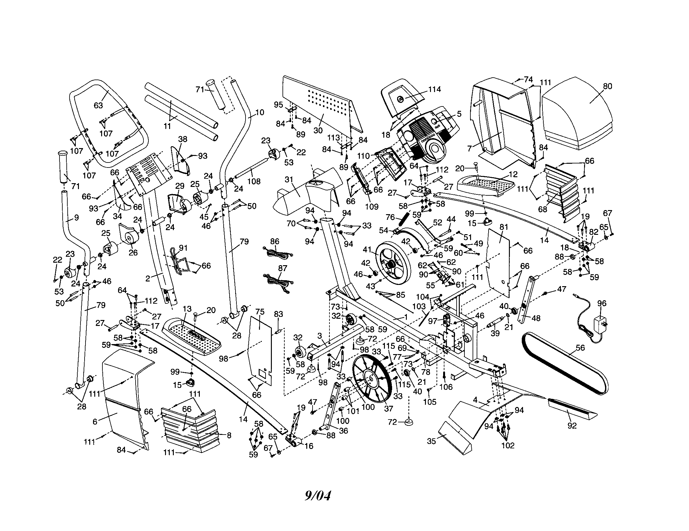 Proform DRE91040 ellipical assembly diagram