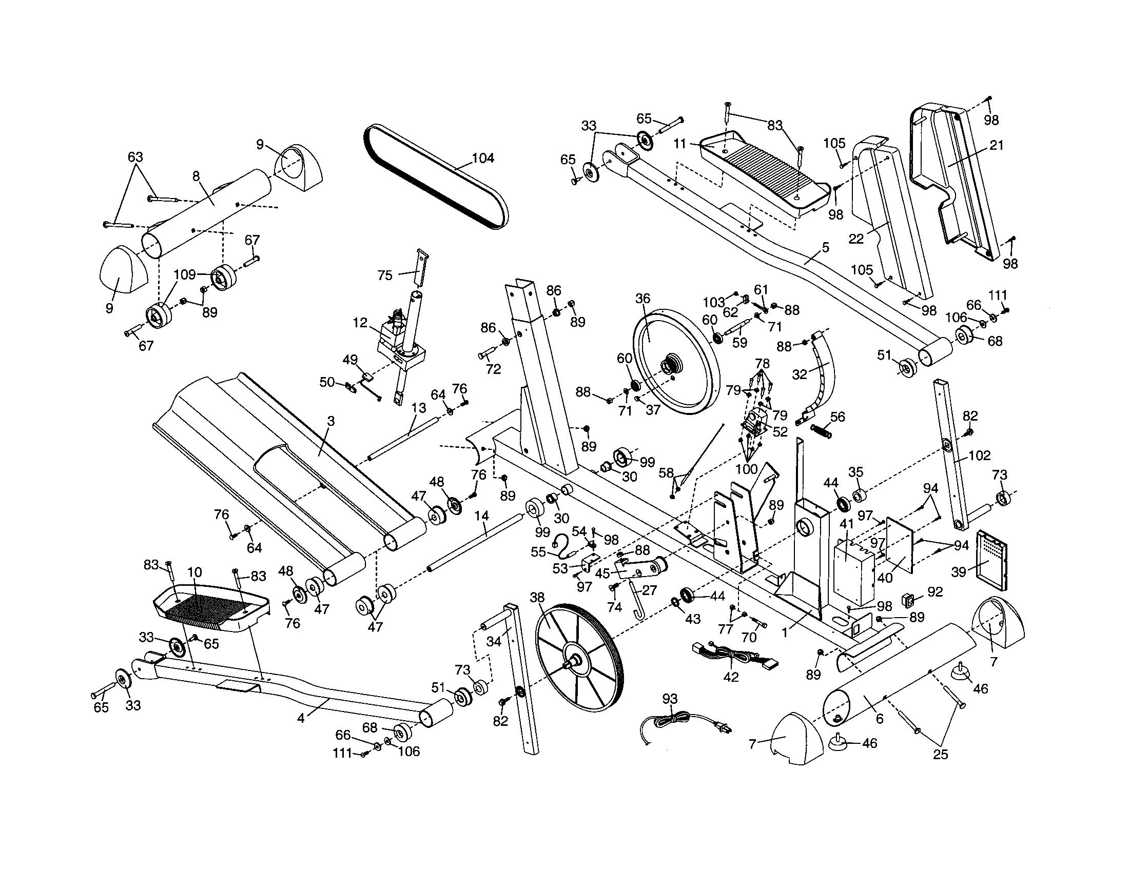 HealthRider HRE6994DR0 ramp/pedals/frame/belt diagram