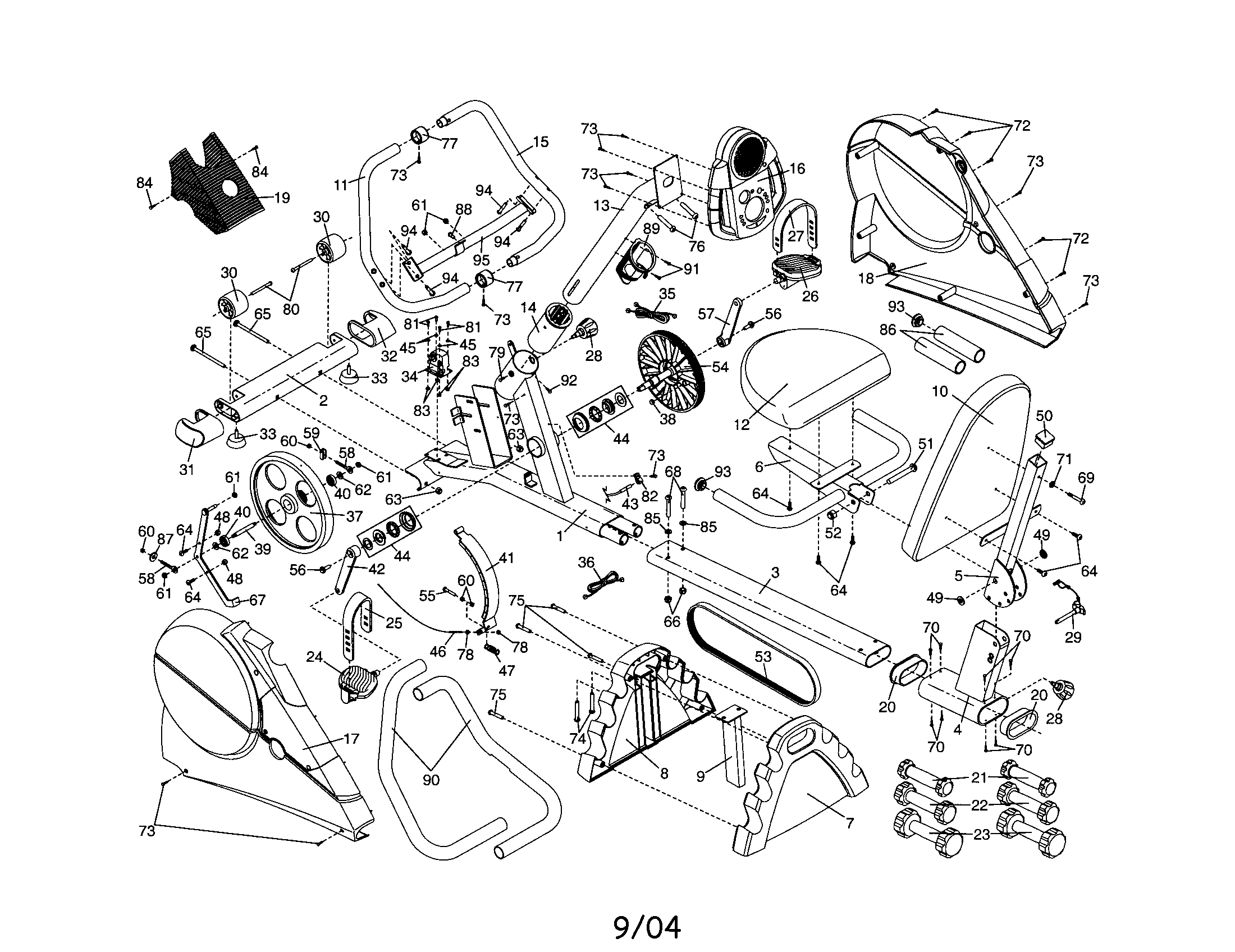 Proform DRC39940 console/frame/handlebar/side shield diagram