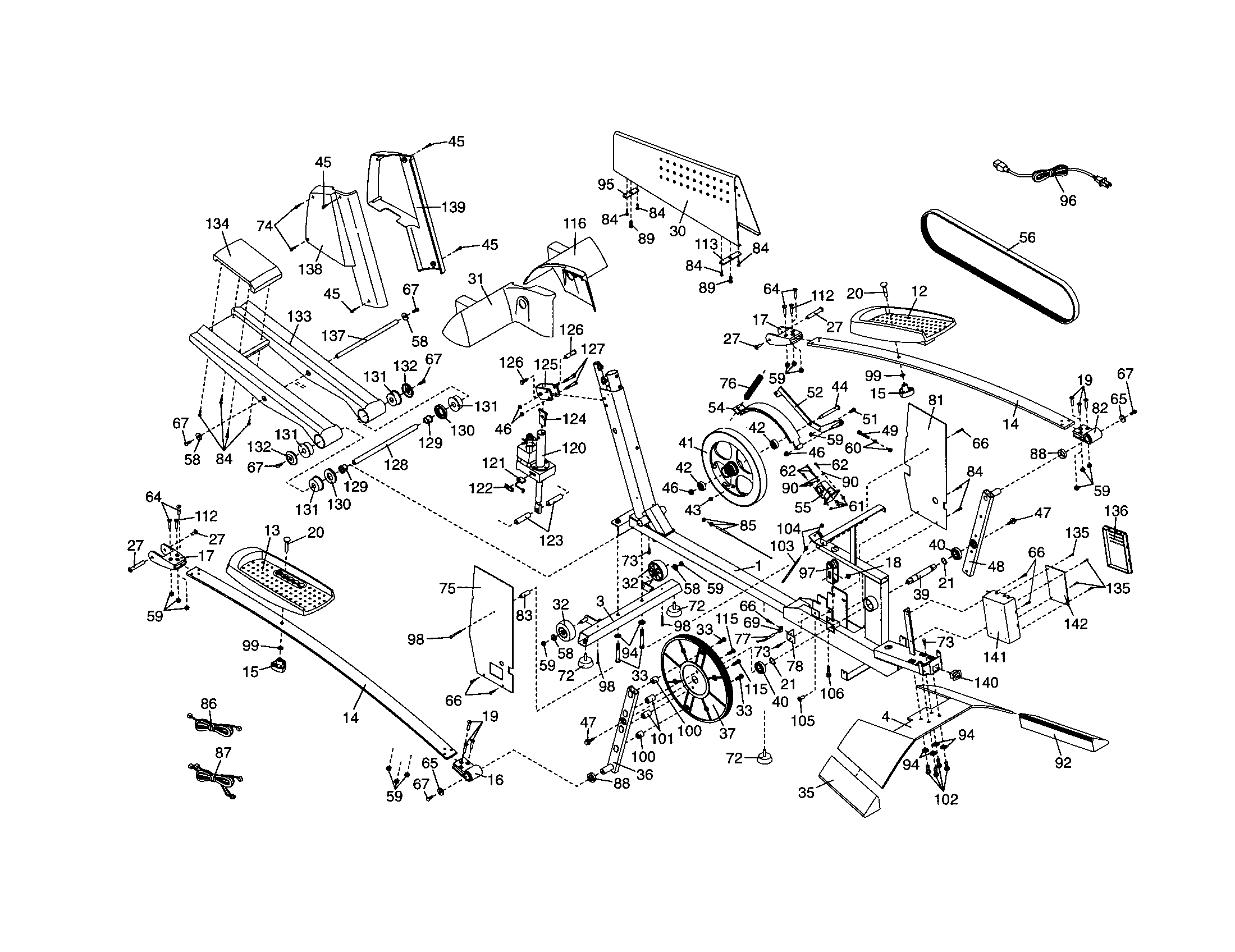 Proform DRE13041 frame/ramp/pedal diagram