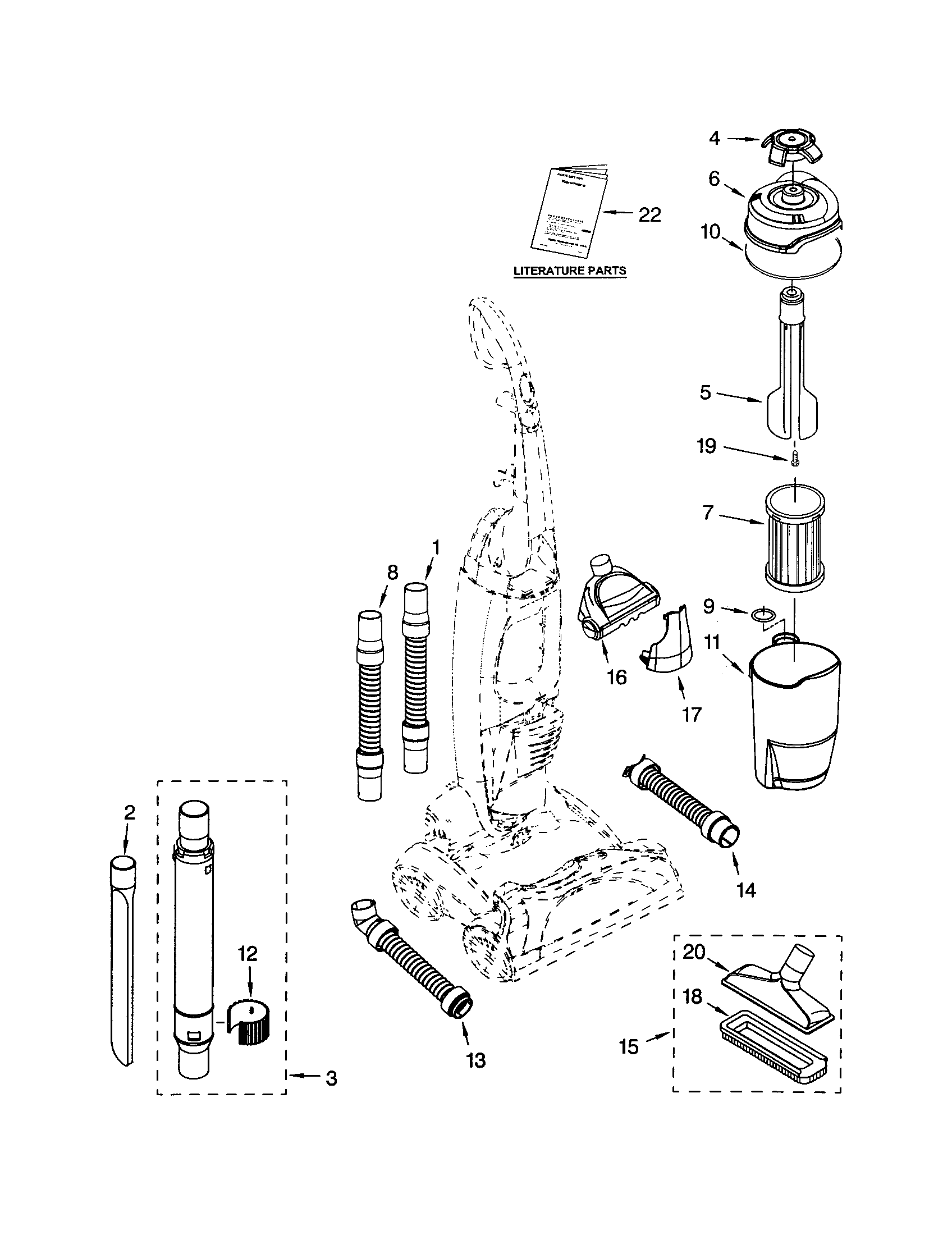 Kenmore 11633913300 hose and attachements diagram