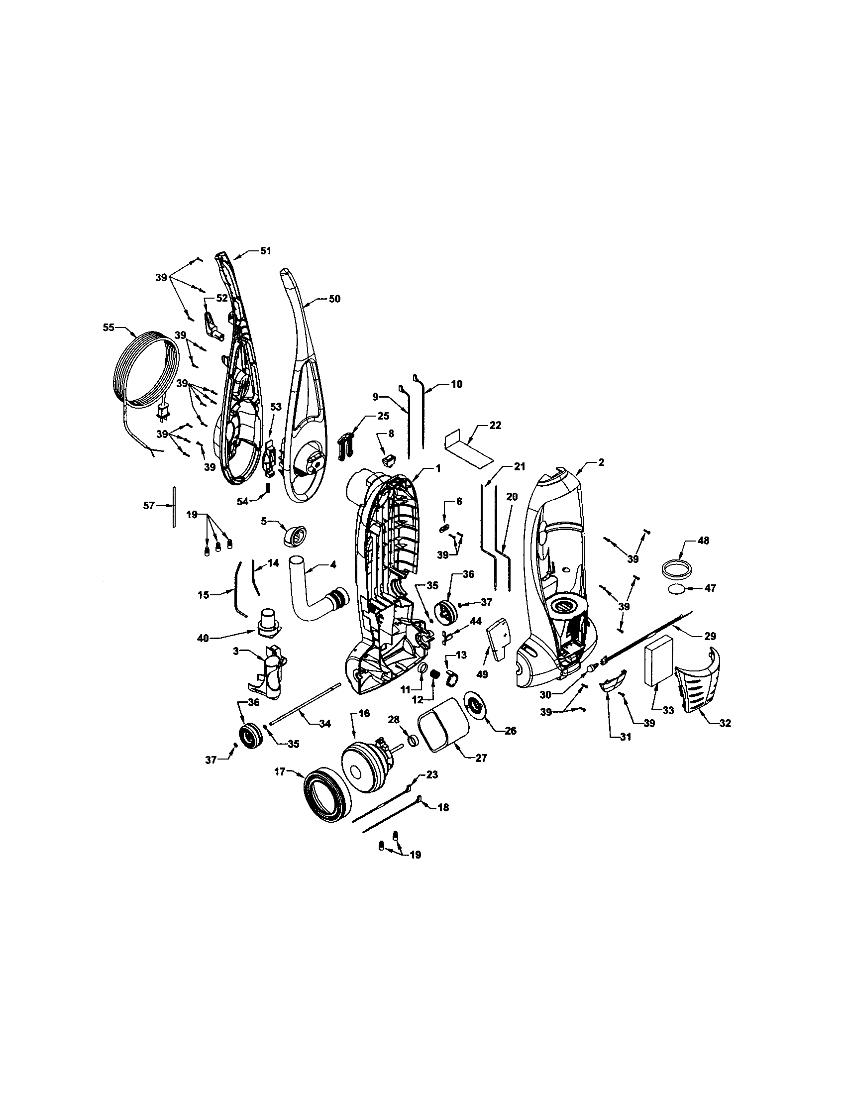 Kenmore 11634722400 dust compartment and motor diagram