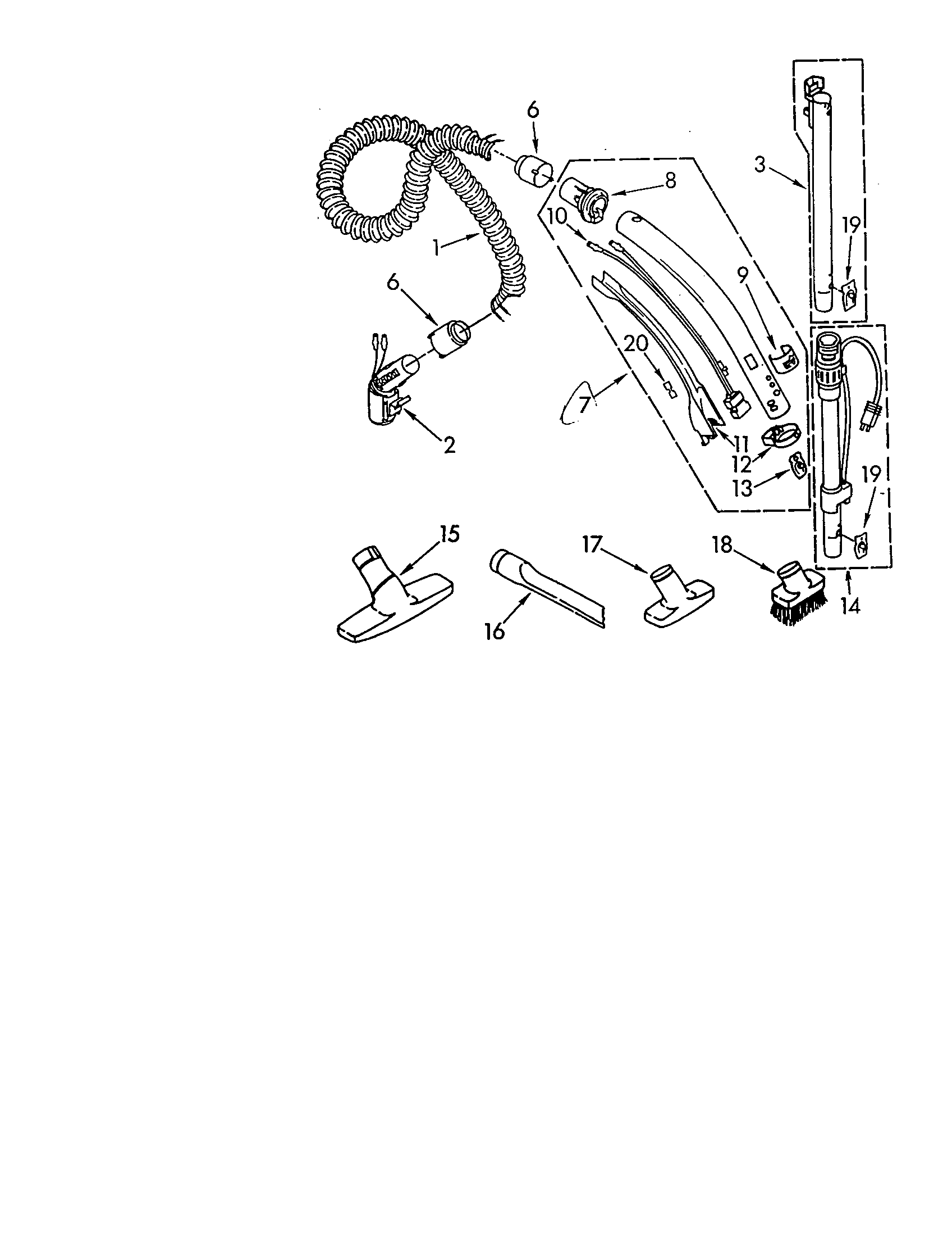 Kenmore 1162481190 hose and attachments diagram