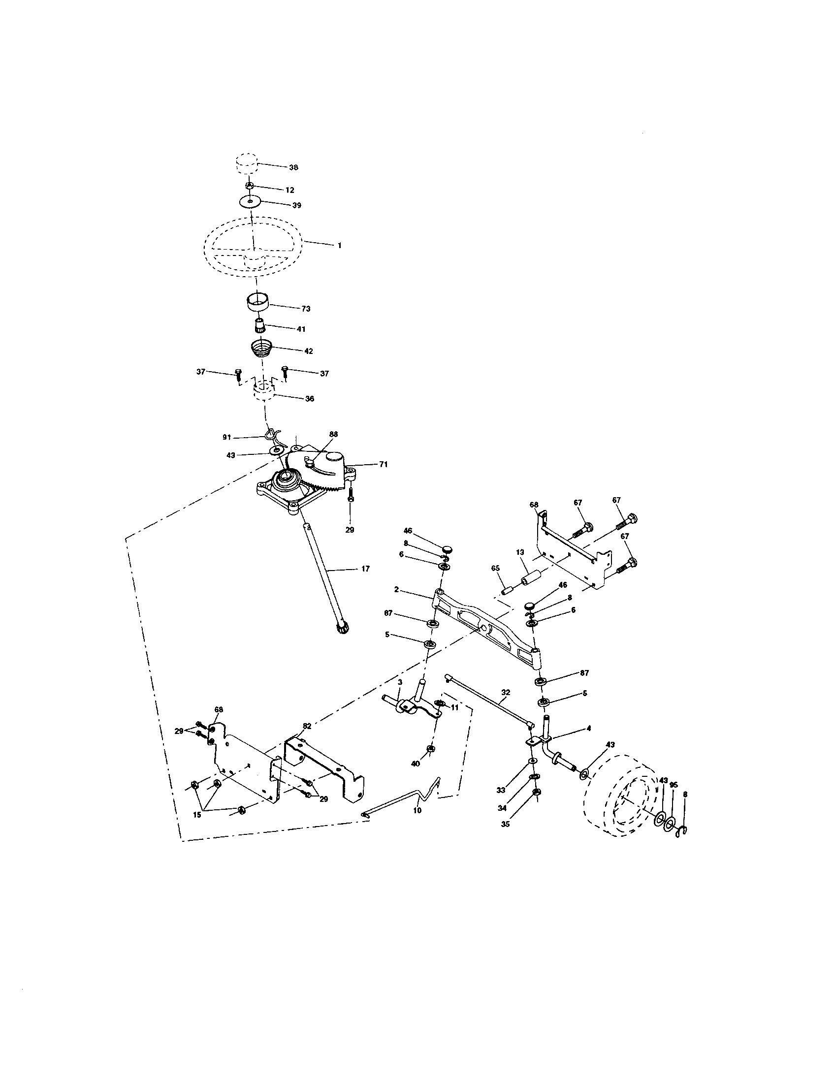 Craftsman 9172736402 steering assembly diagram