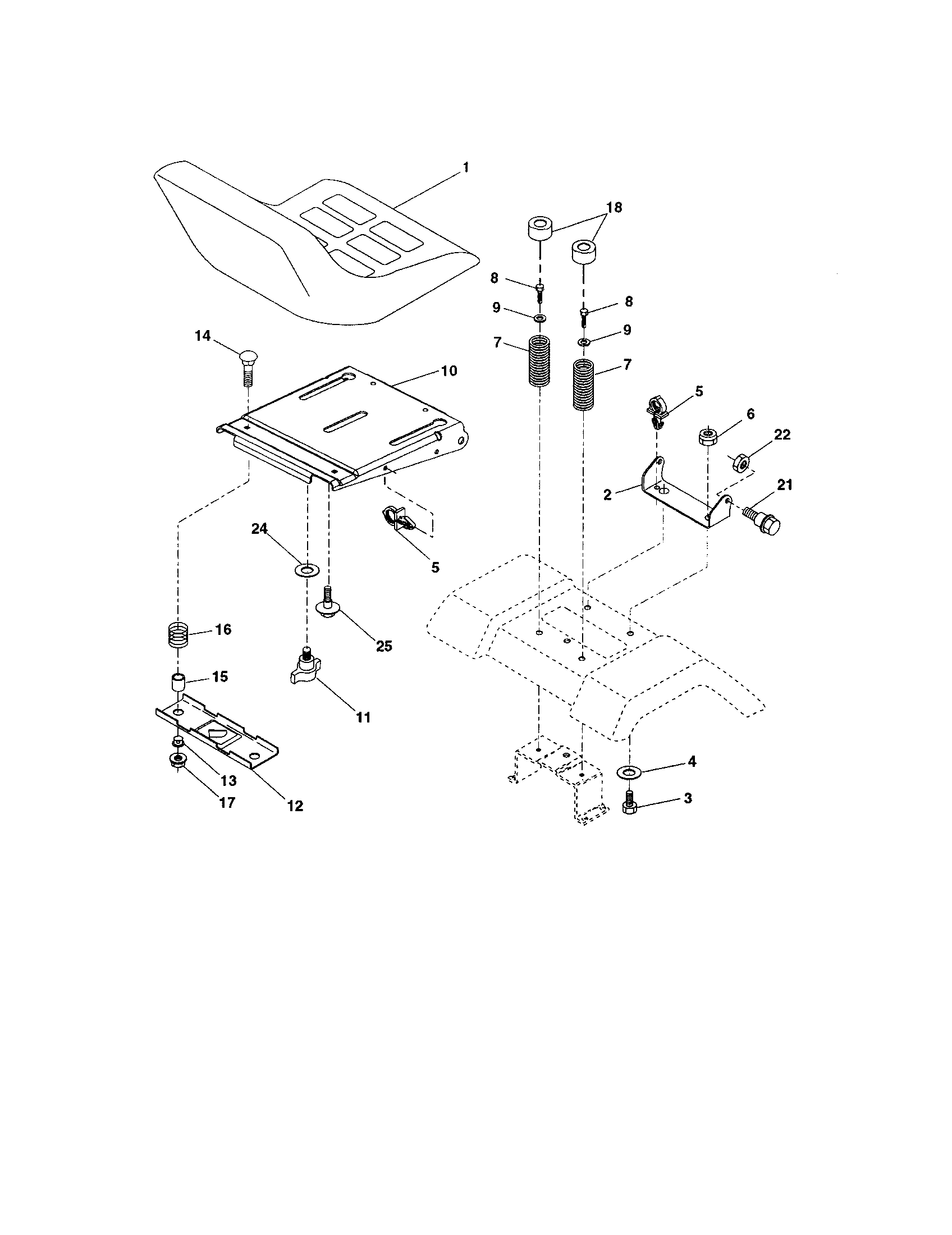 Craftsman 9172736402 seat assembly diagram