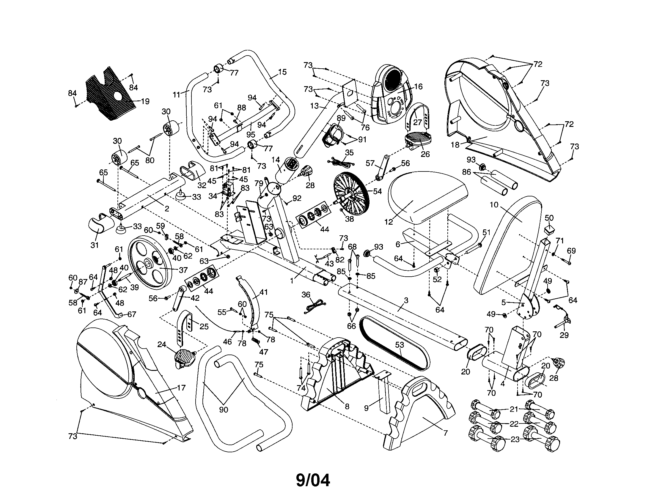 Proform DRC39941 frame/seat/handlebar/sideshield diagram