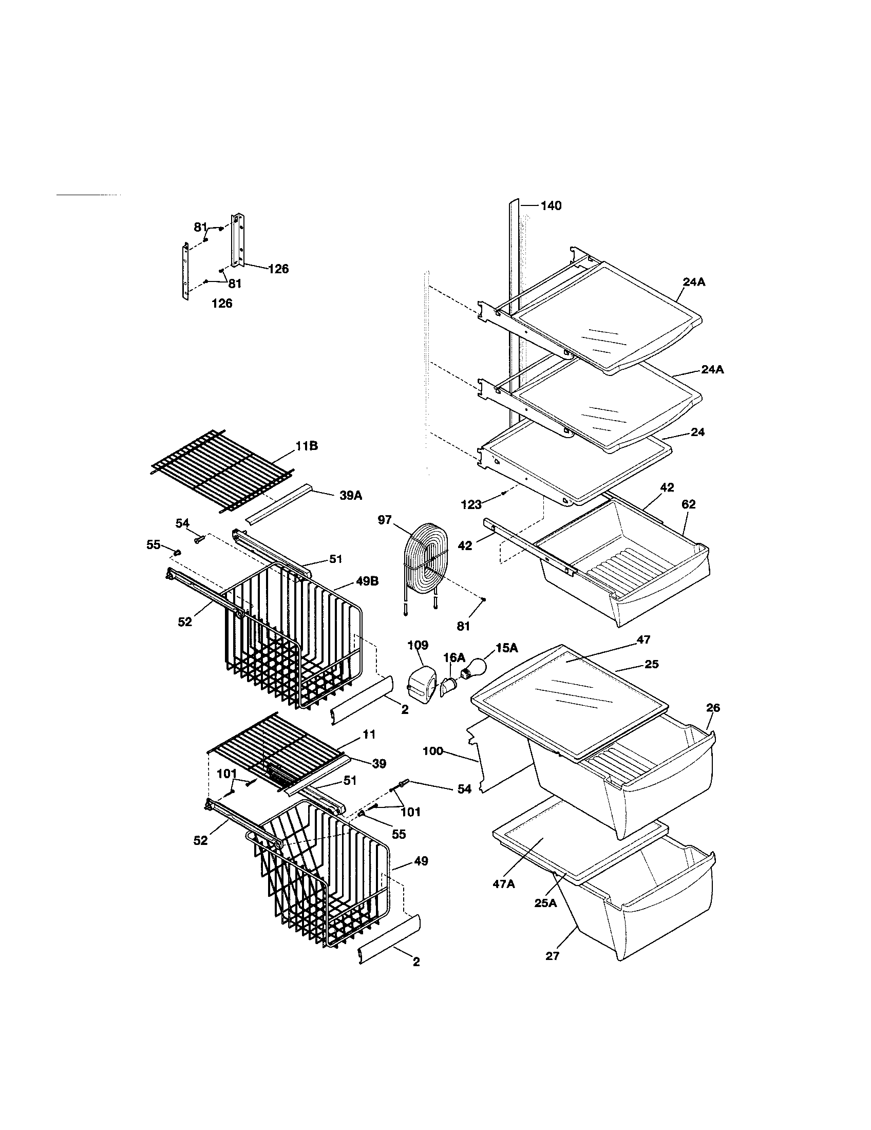Kenmore 25351234104 shelves diagram