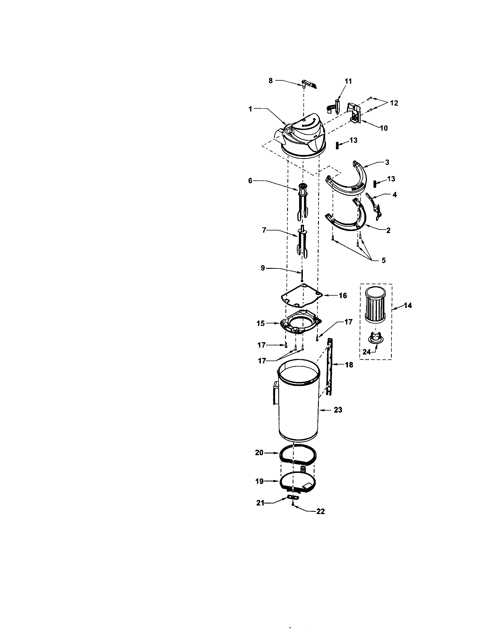 Kenmore 11635912401 dust bin diagram