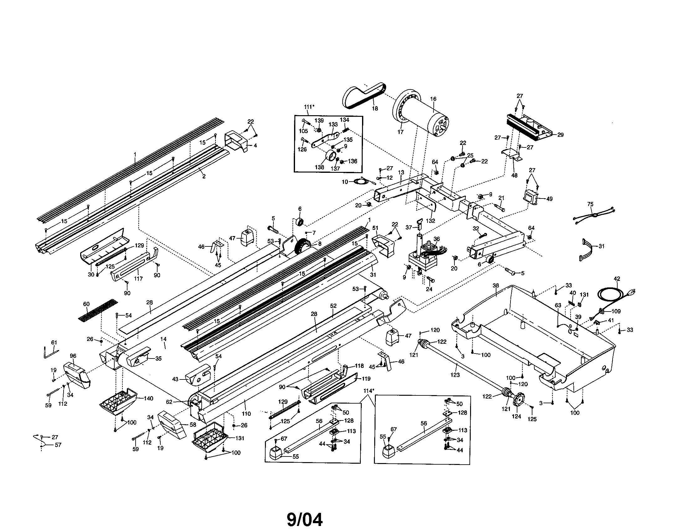 NordicTrack NTL24821 walking belt/motor/belly pan diagram
