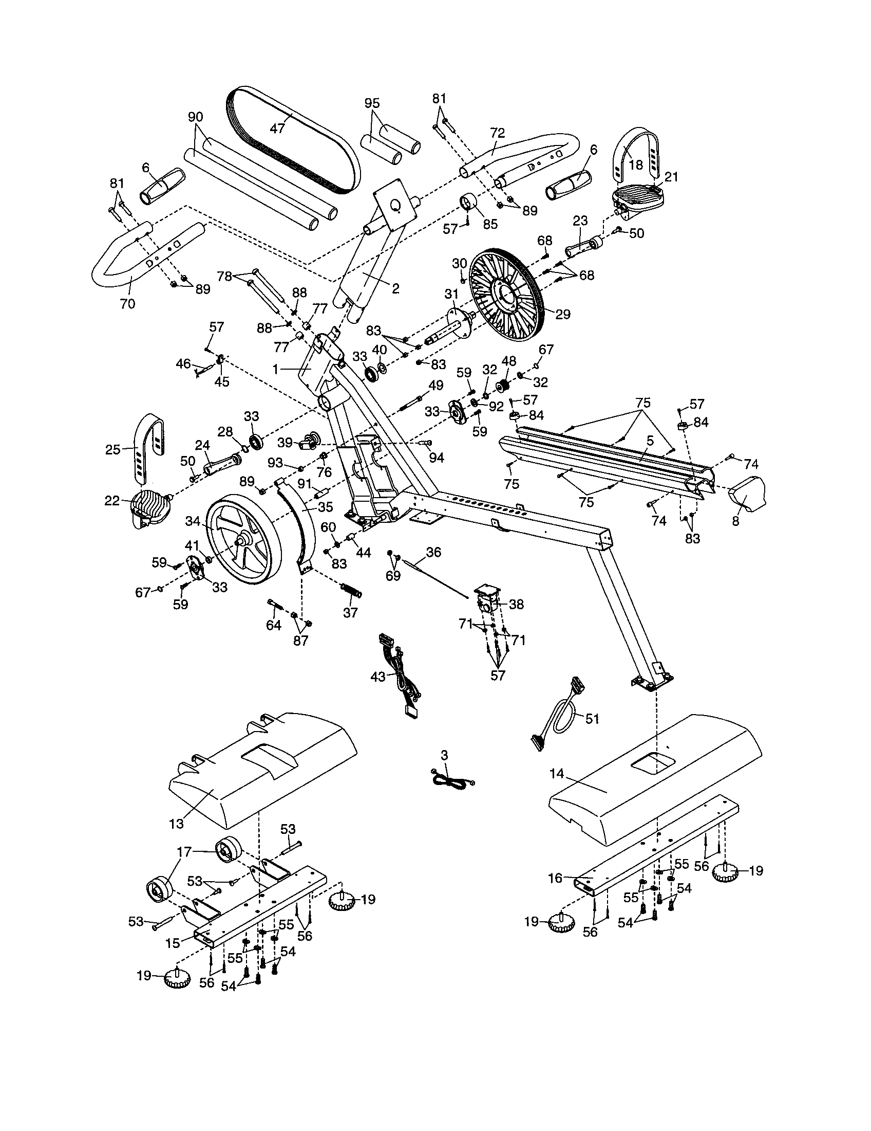 NordicTrack NTC07942 frame/flywheel/stabilizer cover diagram