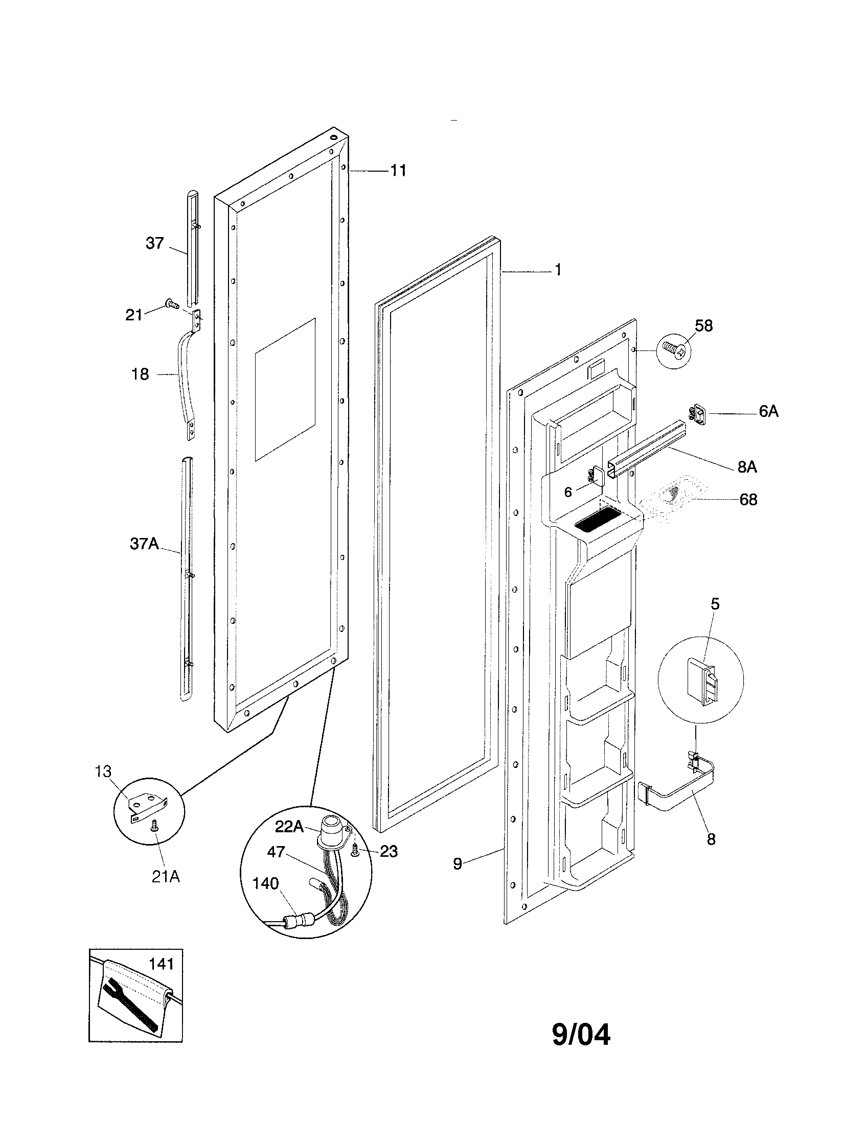 Frigidaire FRS24WSGW5 freezer door diagram