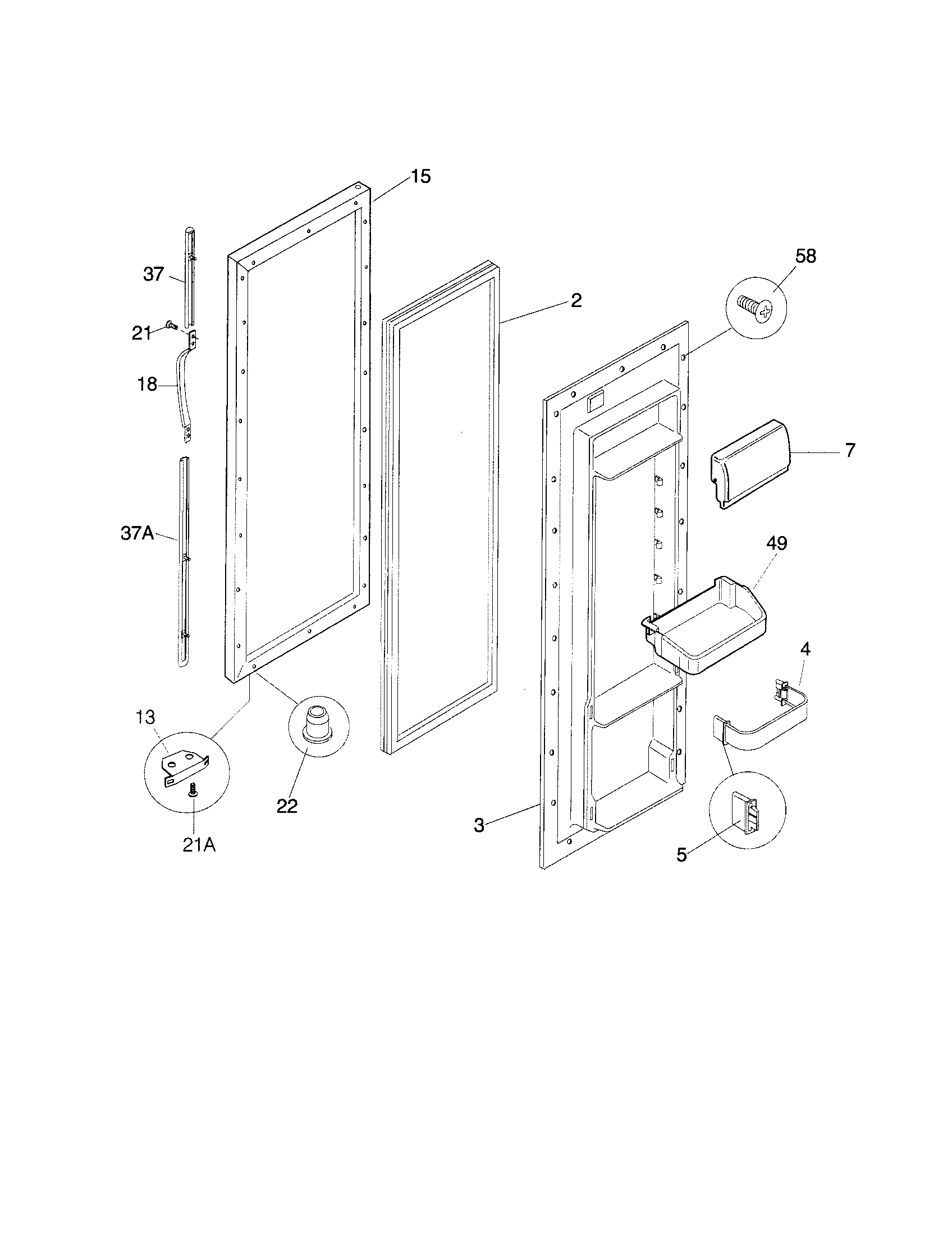 Frigidaire FRS24WSGW5 refrigerator door diagram