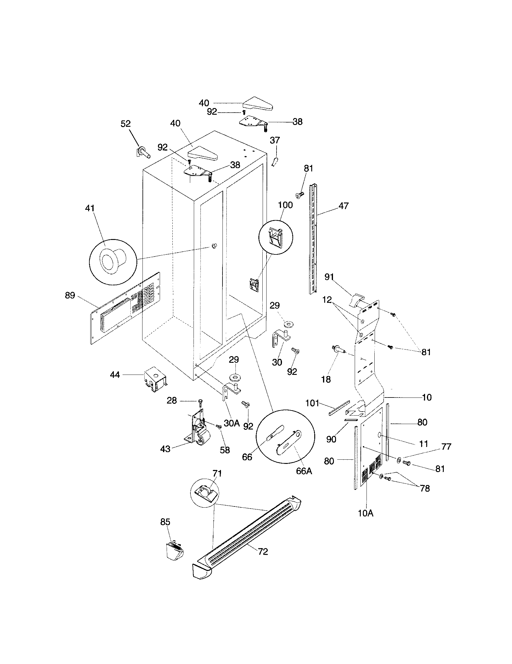 Frigidaire FRS24WSGW5 cabinet diagram