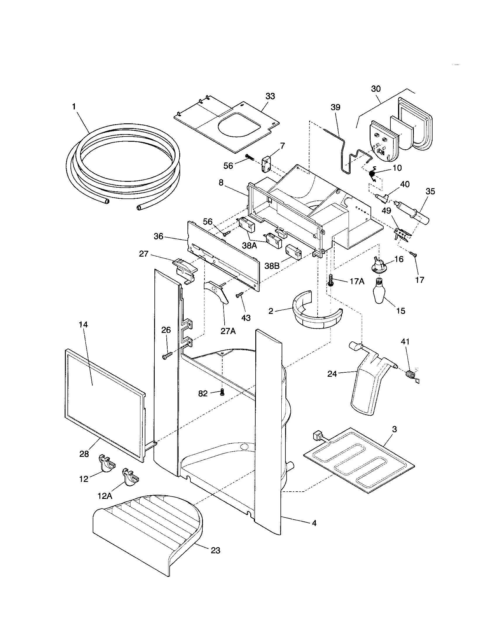 Frigidaire FRS24WSGW5 dispenser diagram