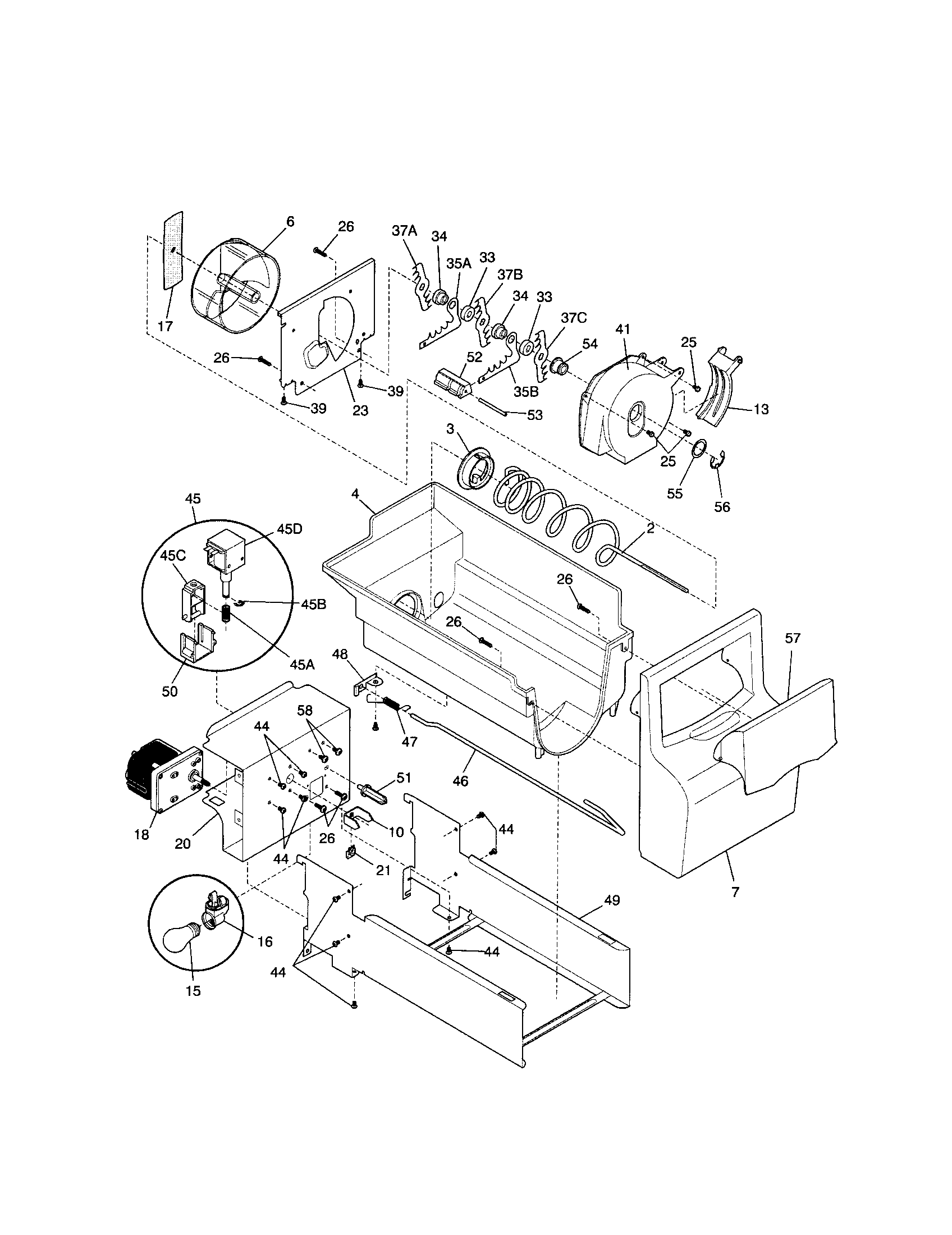 Frigidaire FRS24WSGW5 ice container diagram