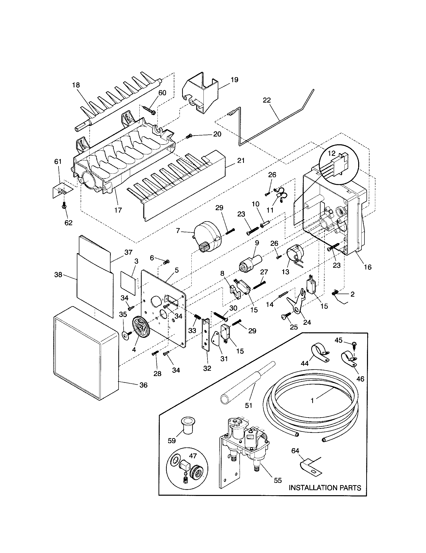 Frigidaire FRS24WSGW5 ice maker diagram