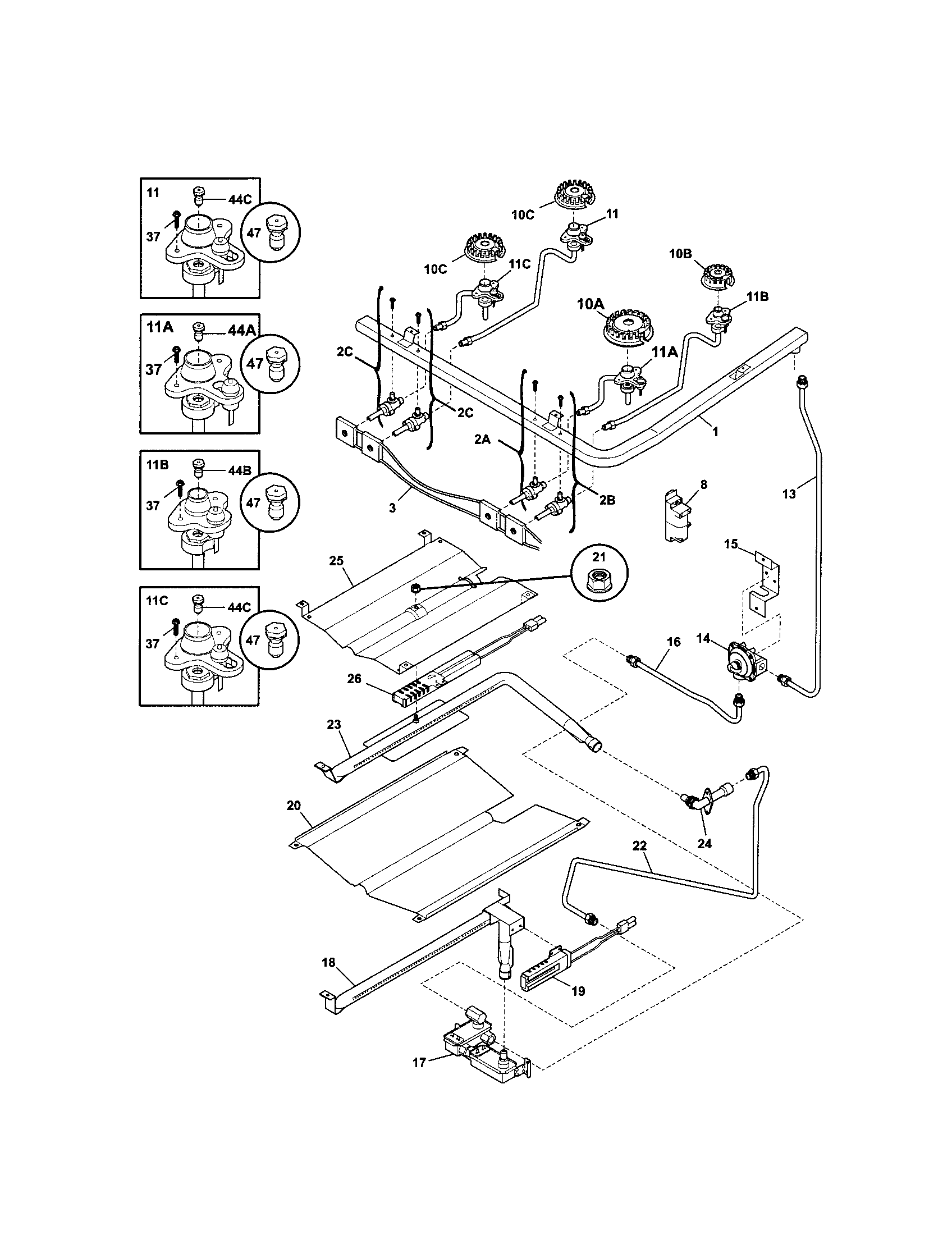 Kenmore 79078679400 burner diagram