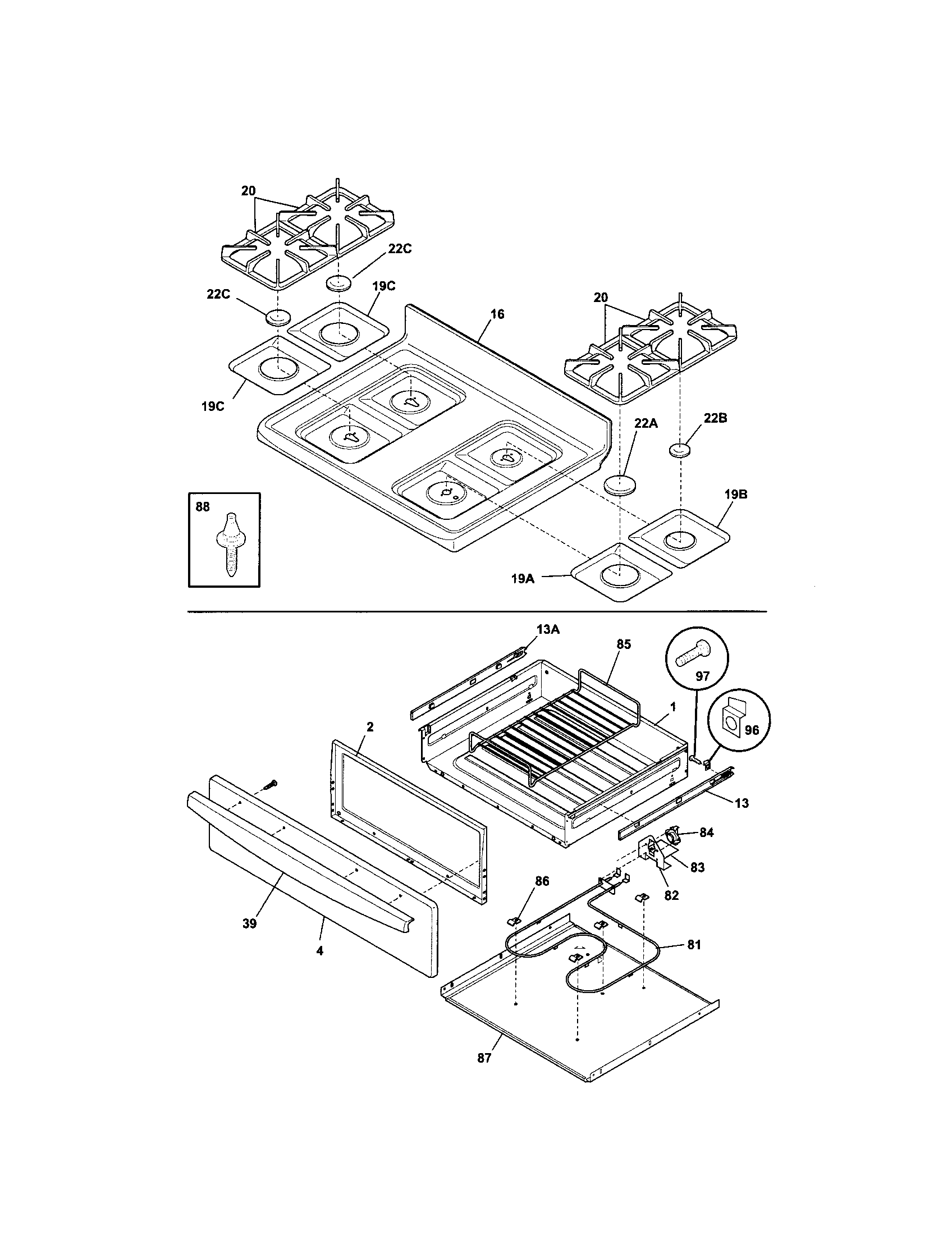 Kenmore 79078679400 top/drawer diagram