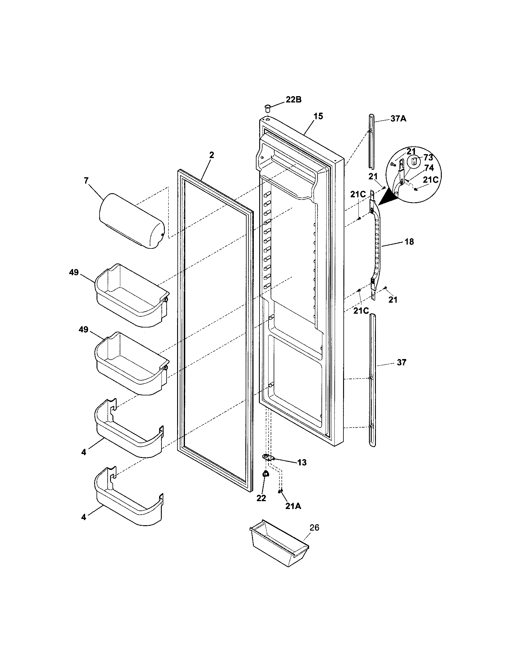 Kenmore 25356283405 refrigerator door diagram