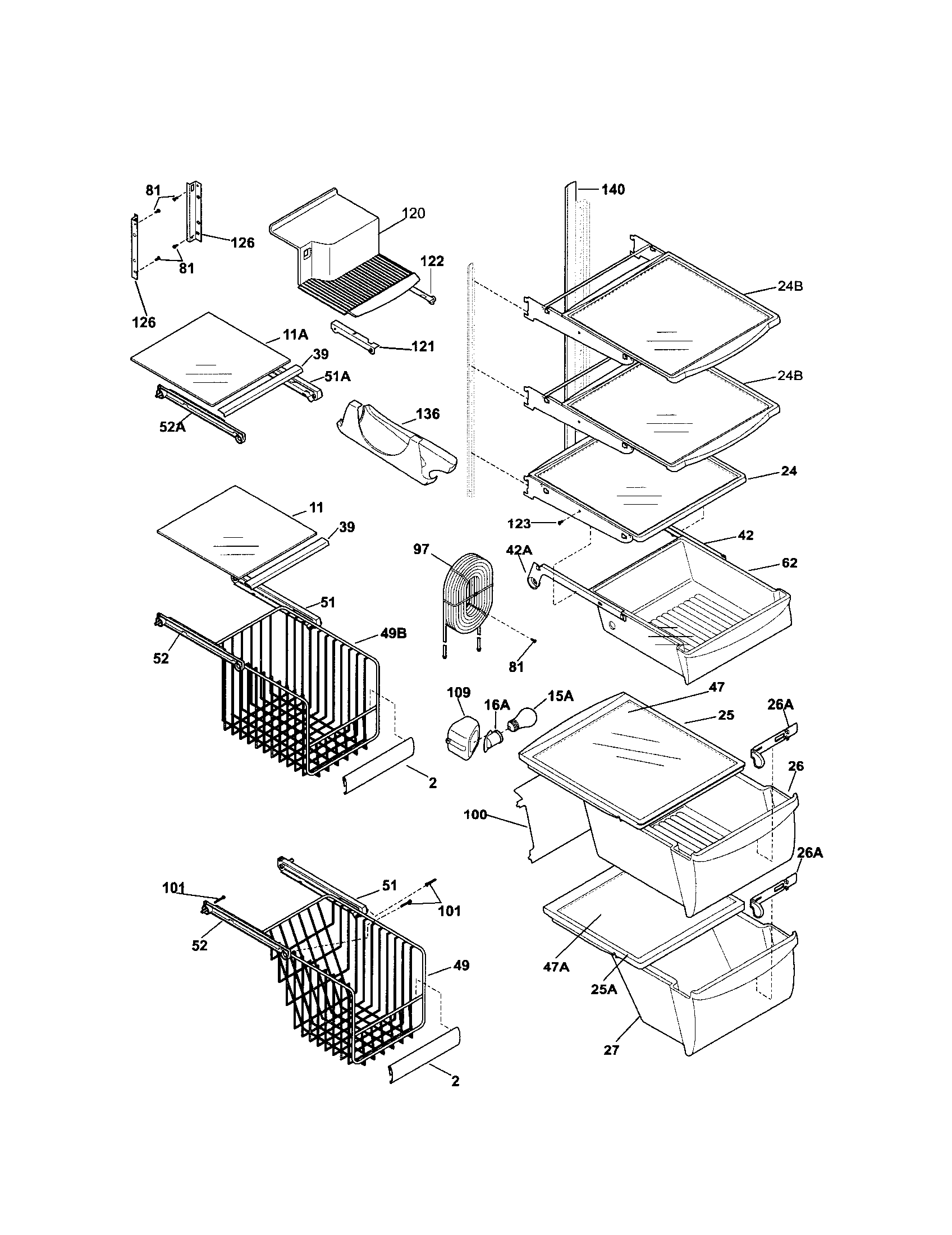 Kenmore 25356283405 shelves diagram