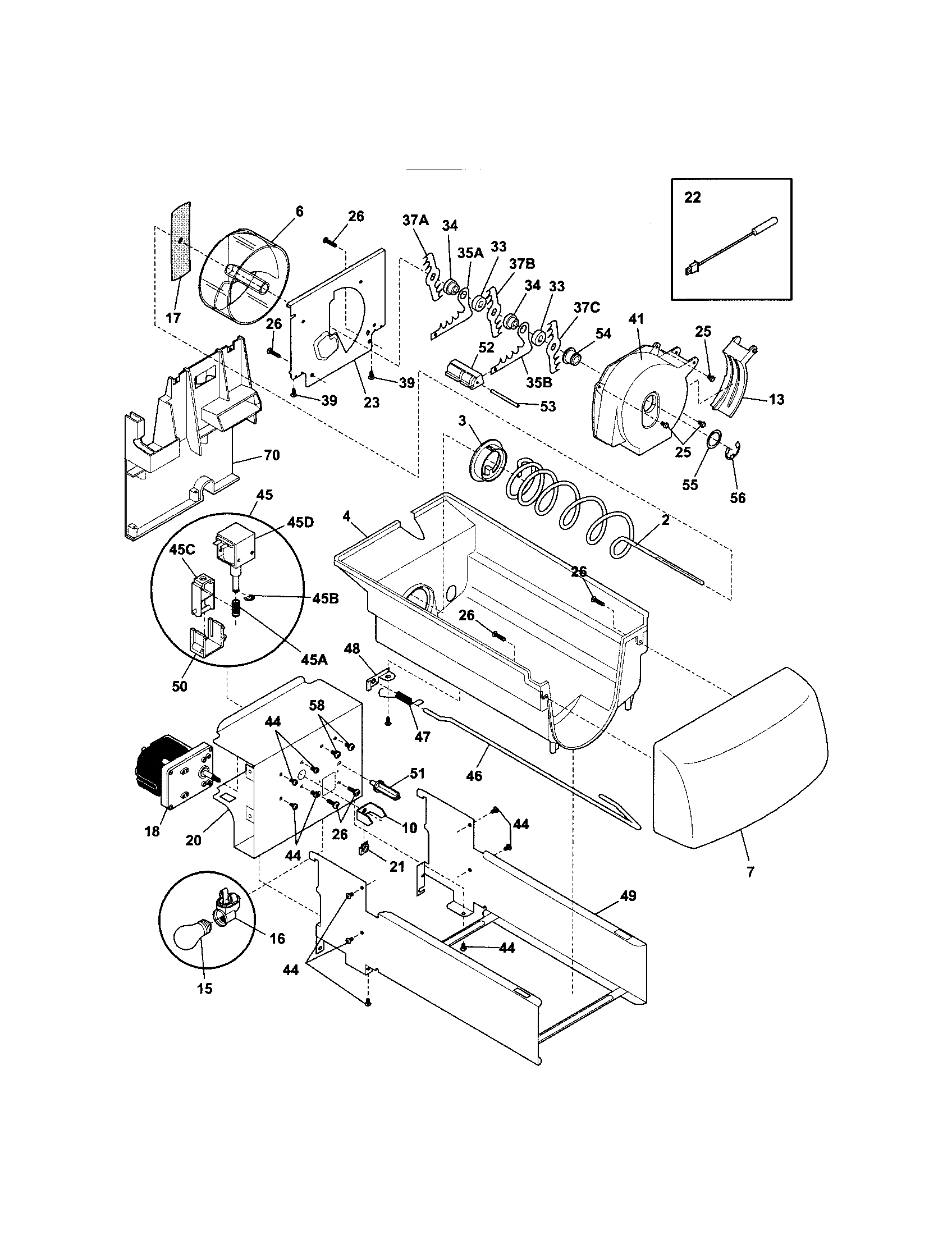 Kenmore 25356283405 ice contaiiner diagram
