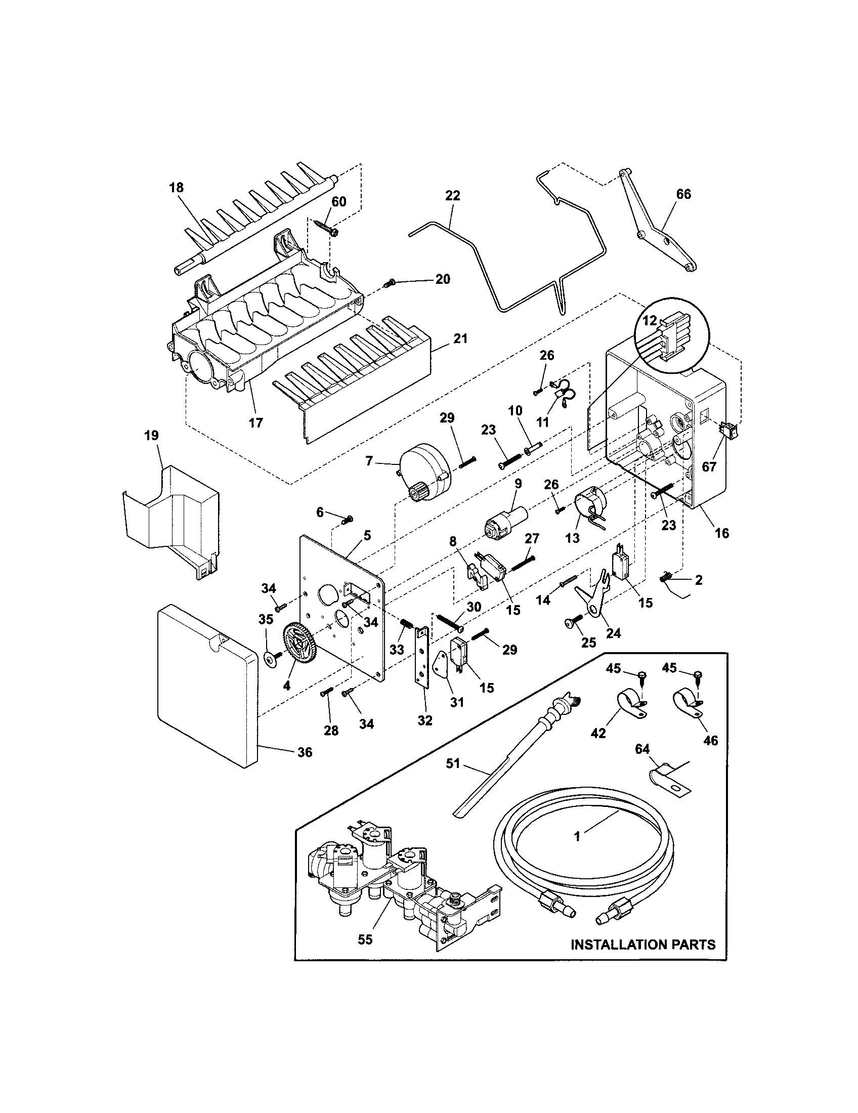 Kenmore 25356283405 ice maker diagram