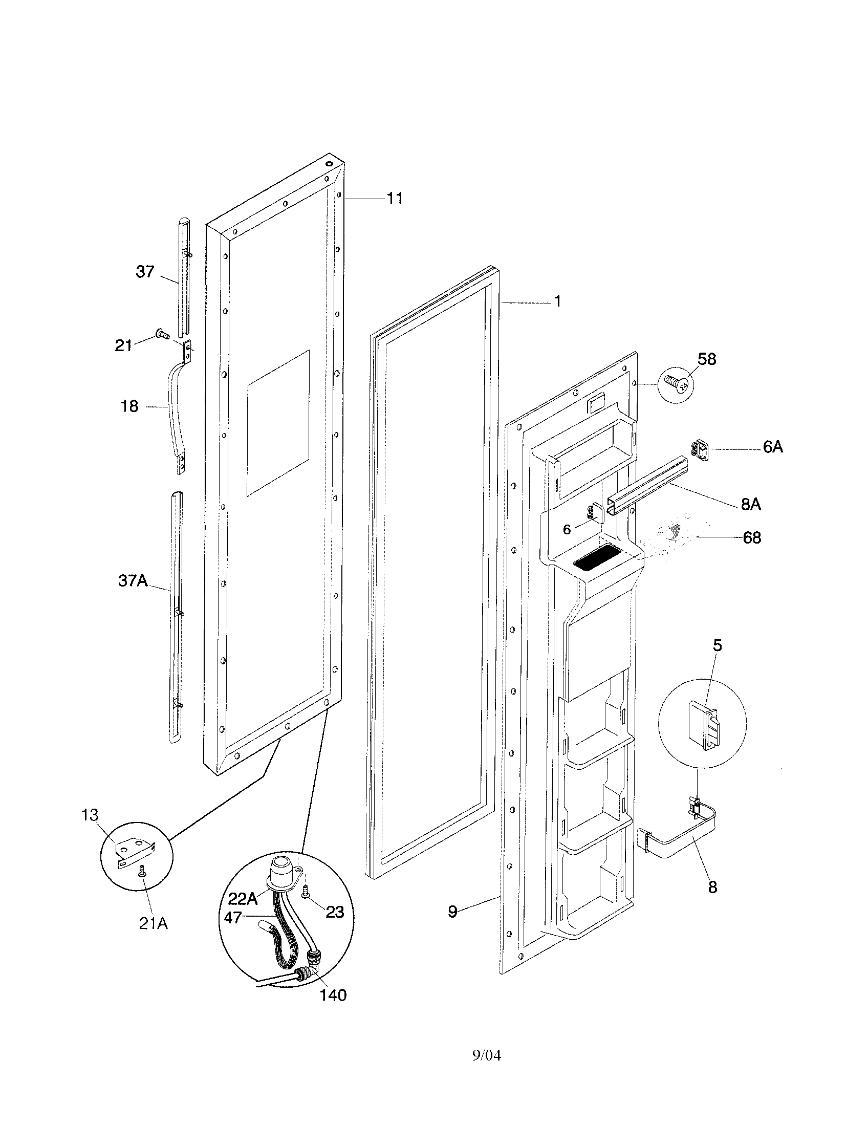 Frigidaire FRS24WSGW4 freezer door diagram