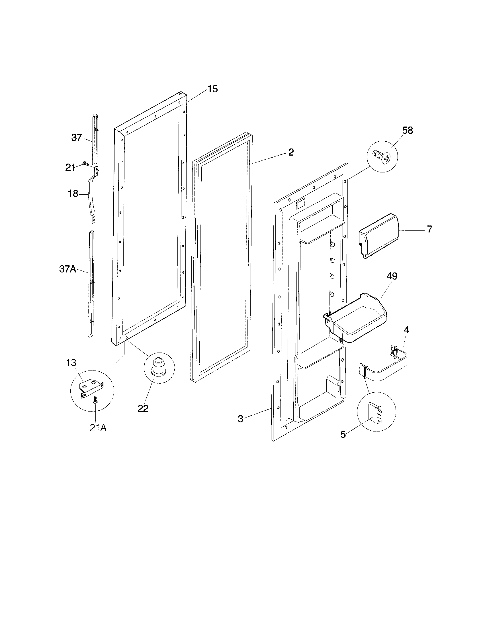 Frigidaire FRS24WSGW4 refrigerator door diagram