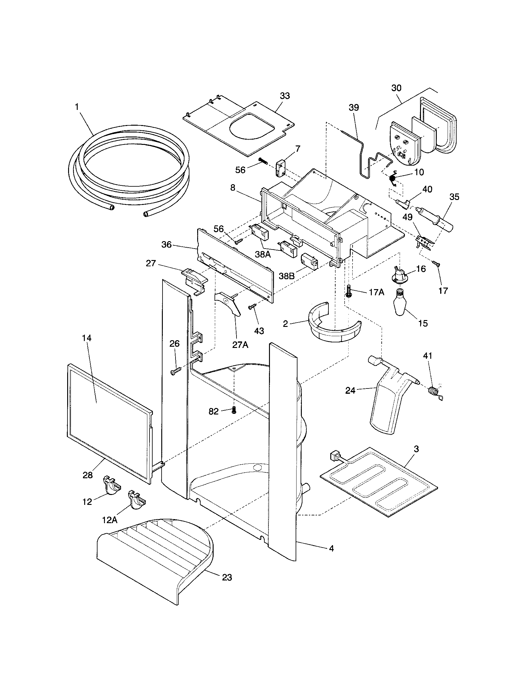 Frigidaire FRS24WSGW4 dispenser diagram