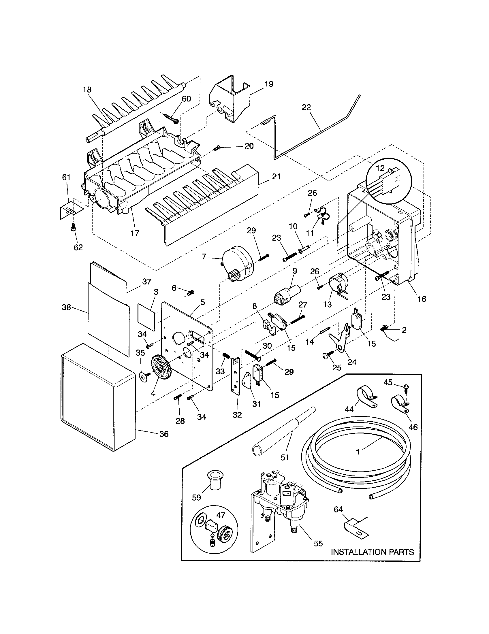 Frigidaire FRS24WSGW4 ice maker diagram