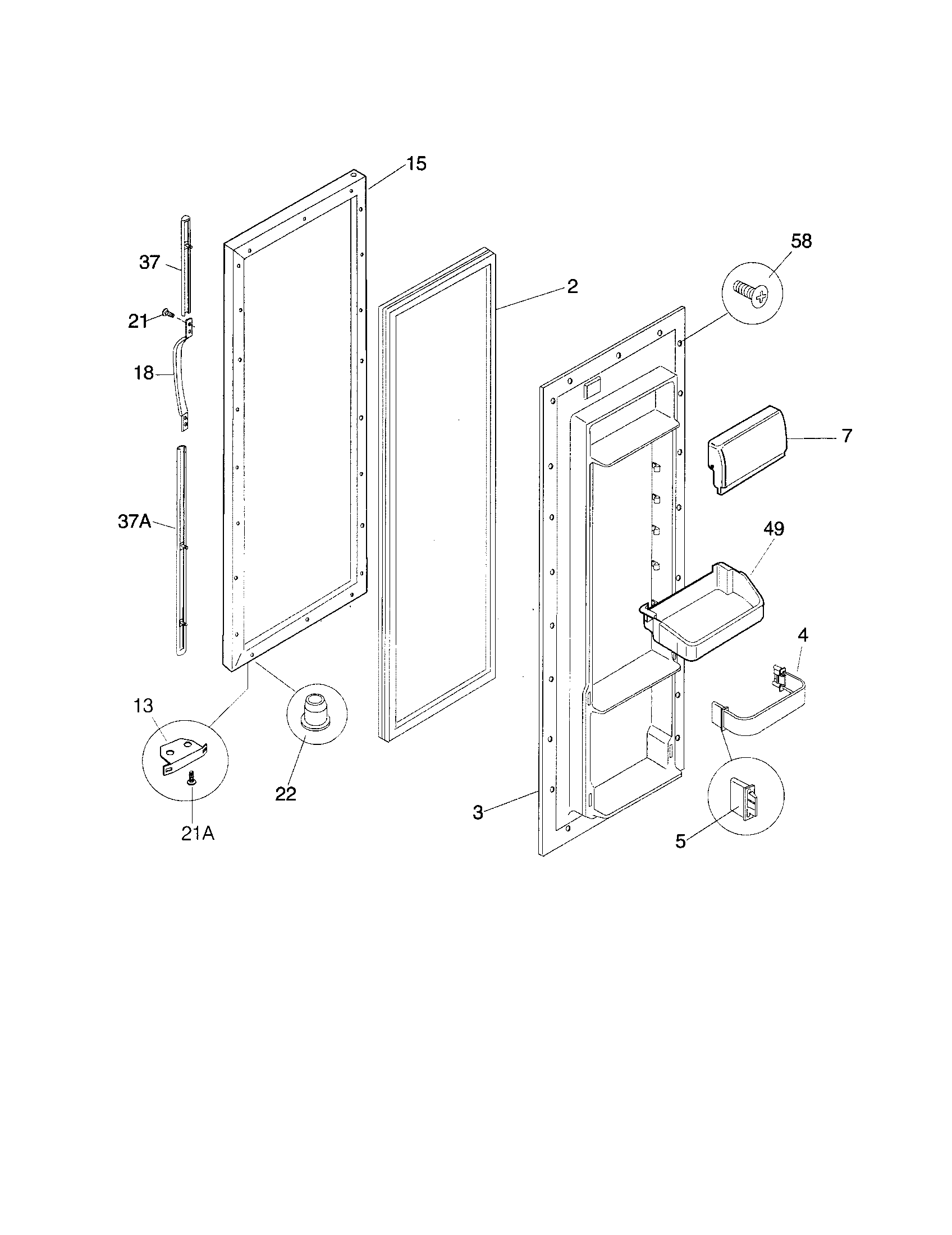 Frigidaire FRS24WSGW2 refrigerator door diagram
