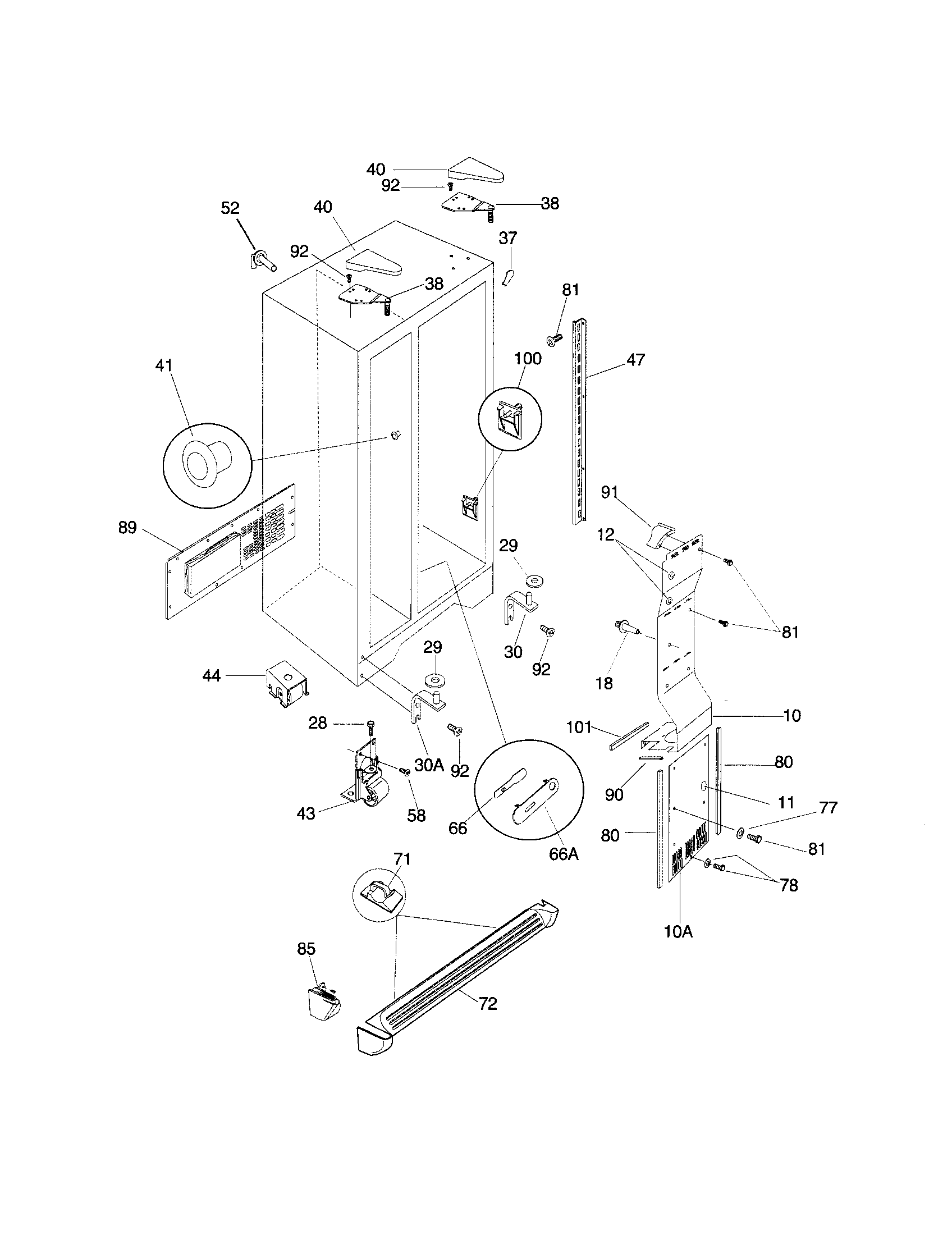 Frigidaire FRS24WSGW2 cabinet diagram
