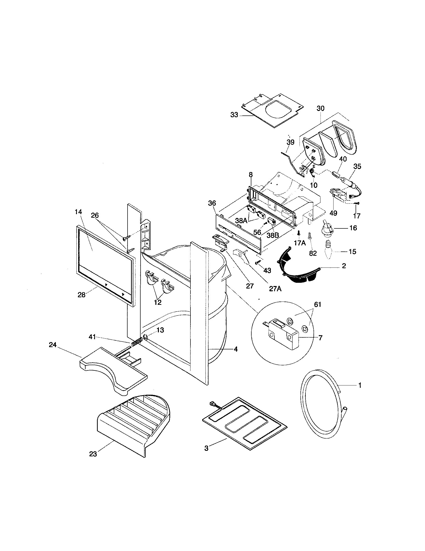 Frigidaire FRS24WSGW2 dispenser diagram