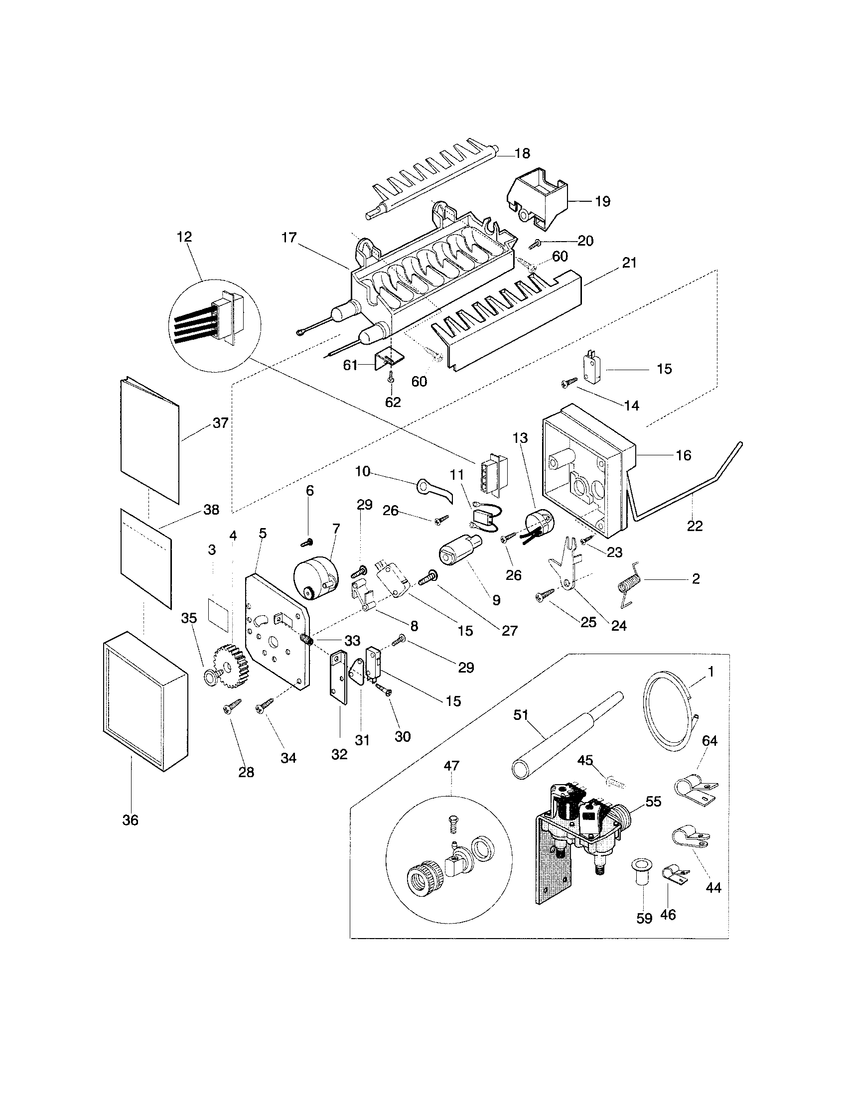 Frigidaire FRS24WSGW2 ice maker diagram