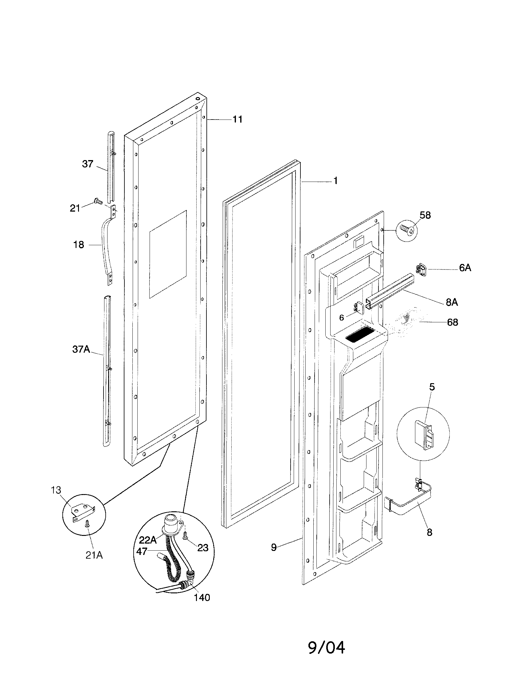 Frigidaire FRS24WSGW3 freezer door diagram