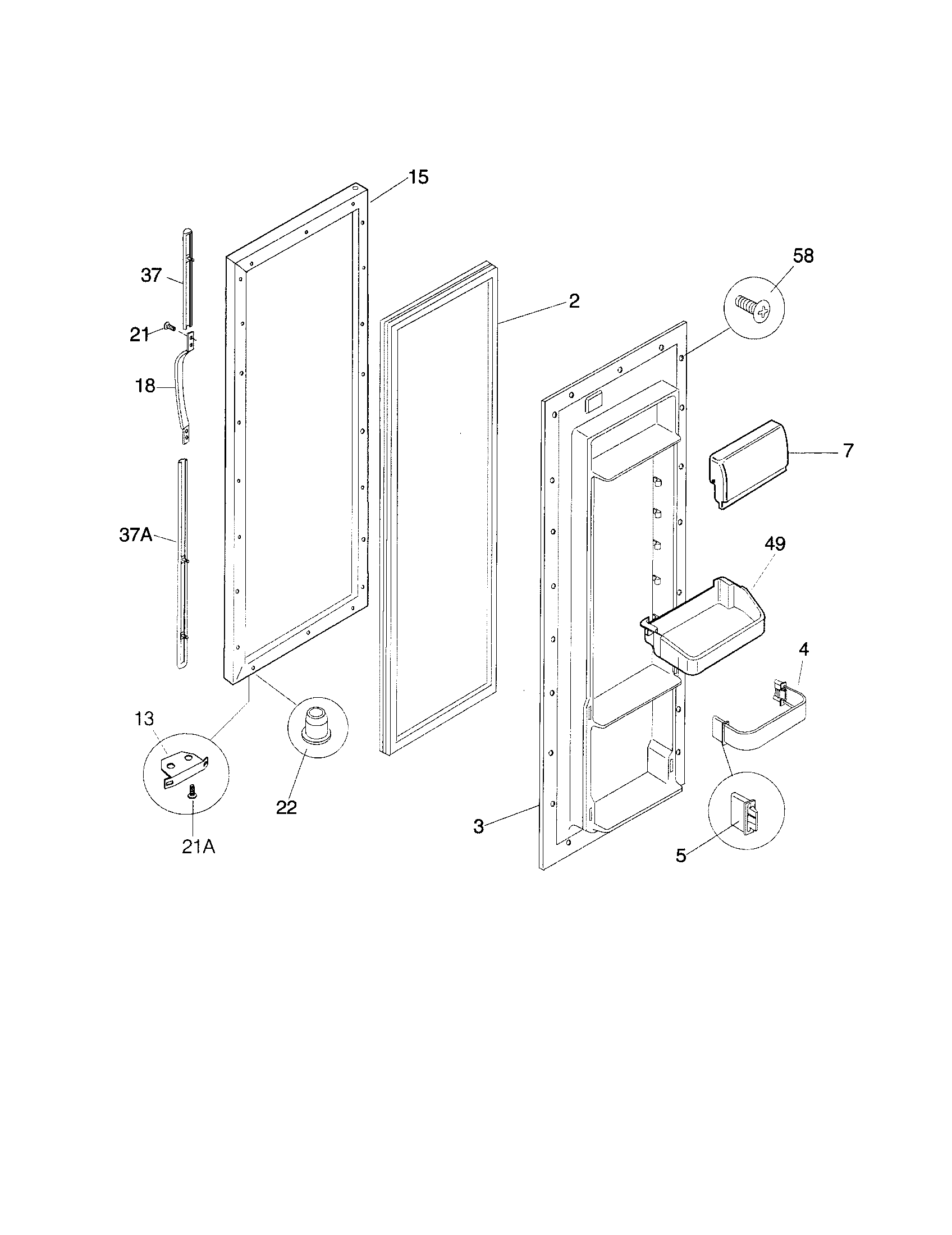 Frigidaire FRS24WSGW3 refrigerator door diagram