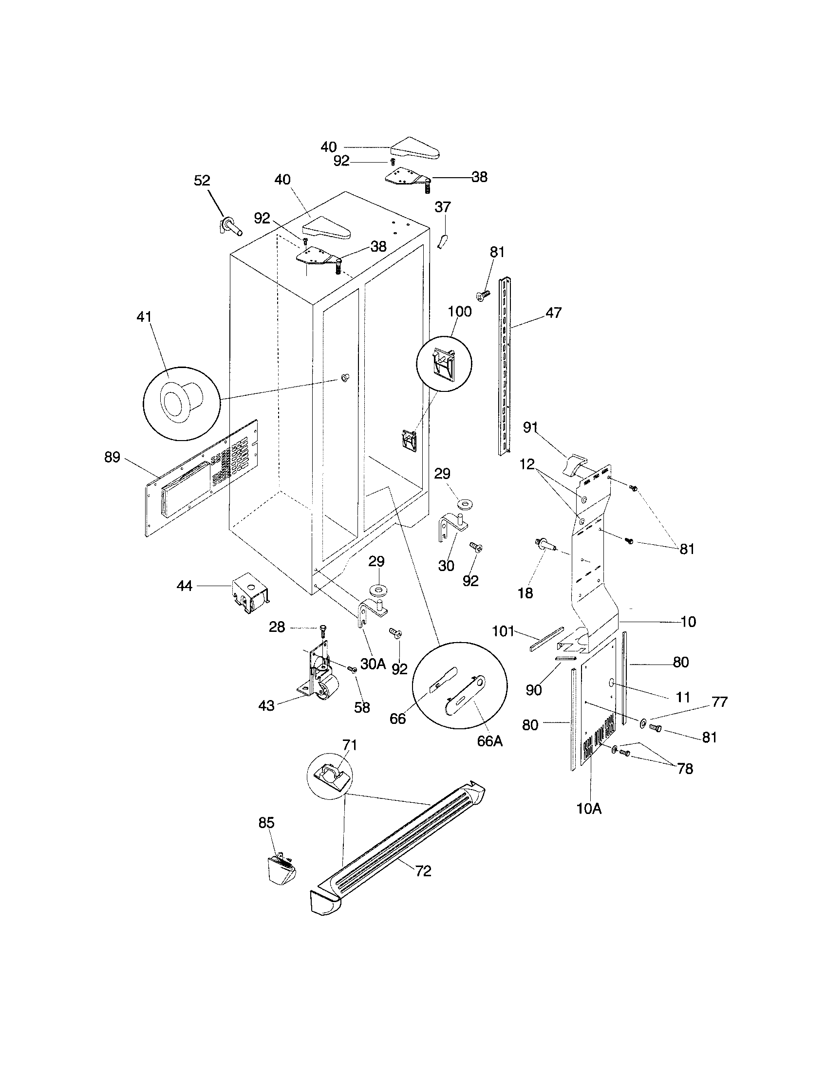 Frigidaire FRS24WSGW3 cabinet diagram