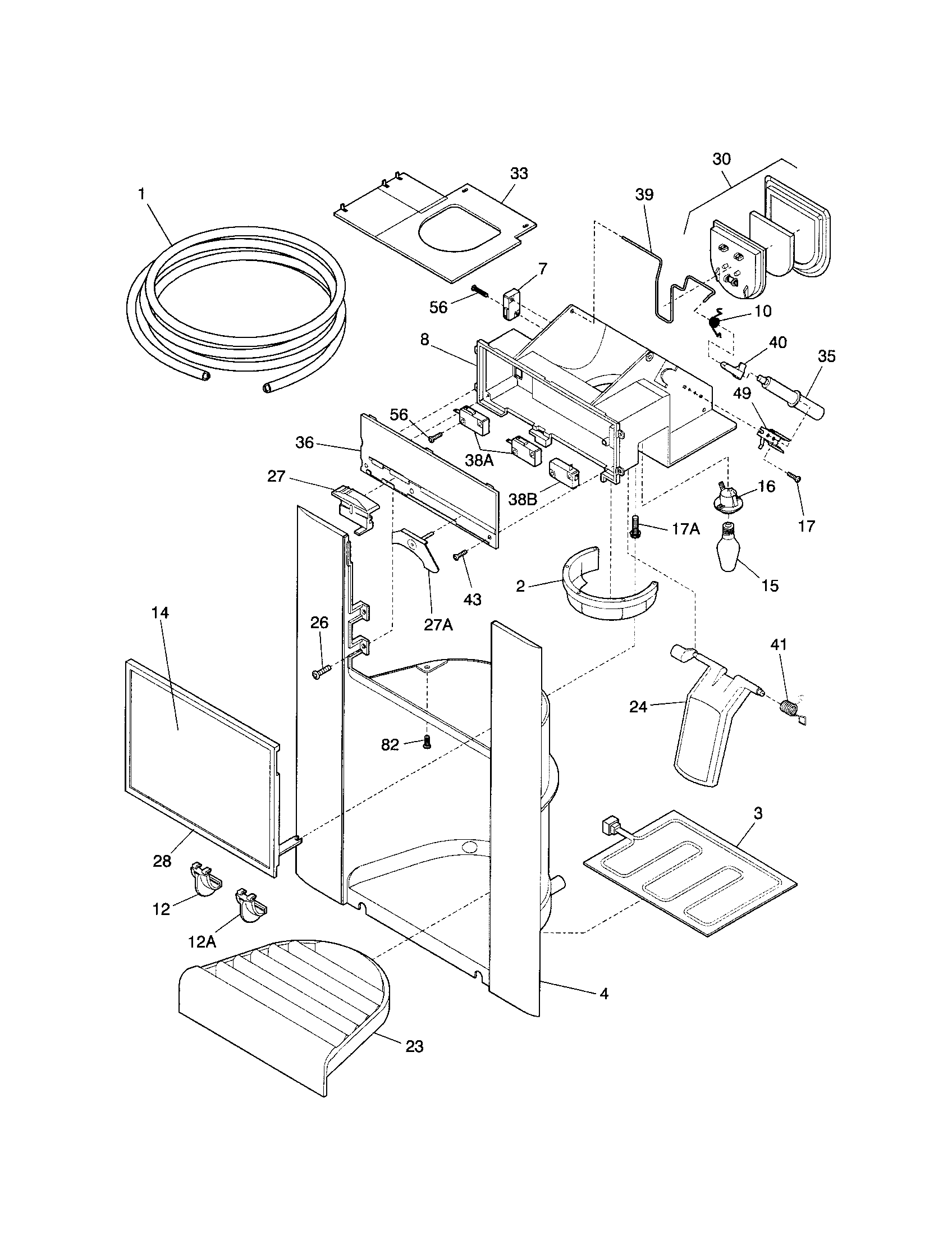 Frigidaire FRS24WSGW3 dispenser diagram