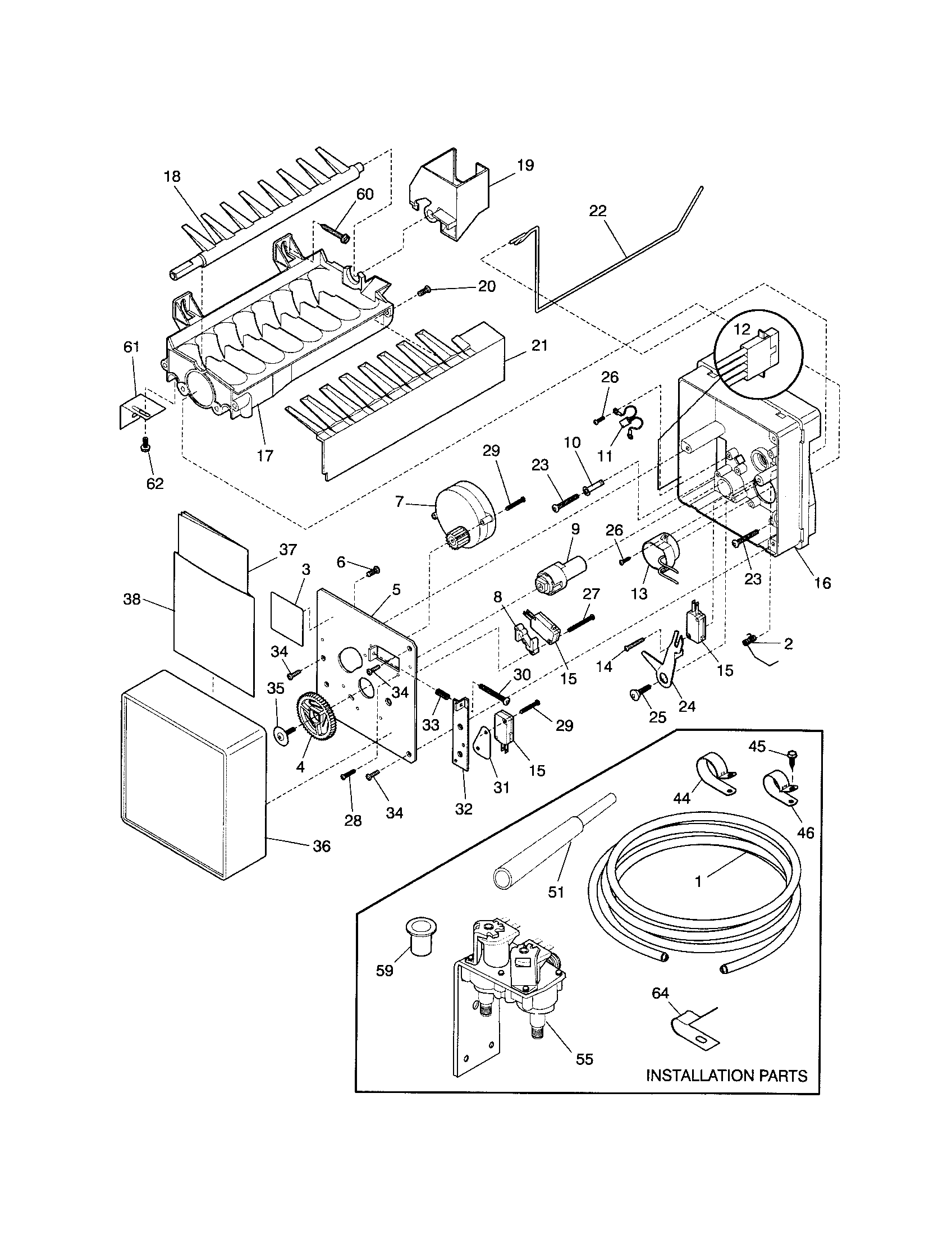 Frigidaire FRS24WSGW3 ice maker diagram