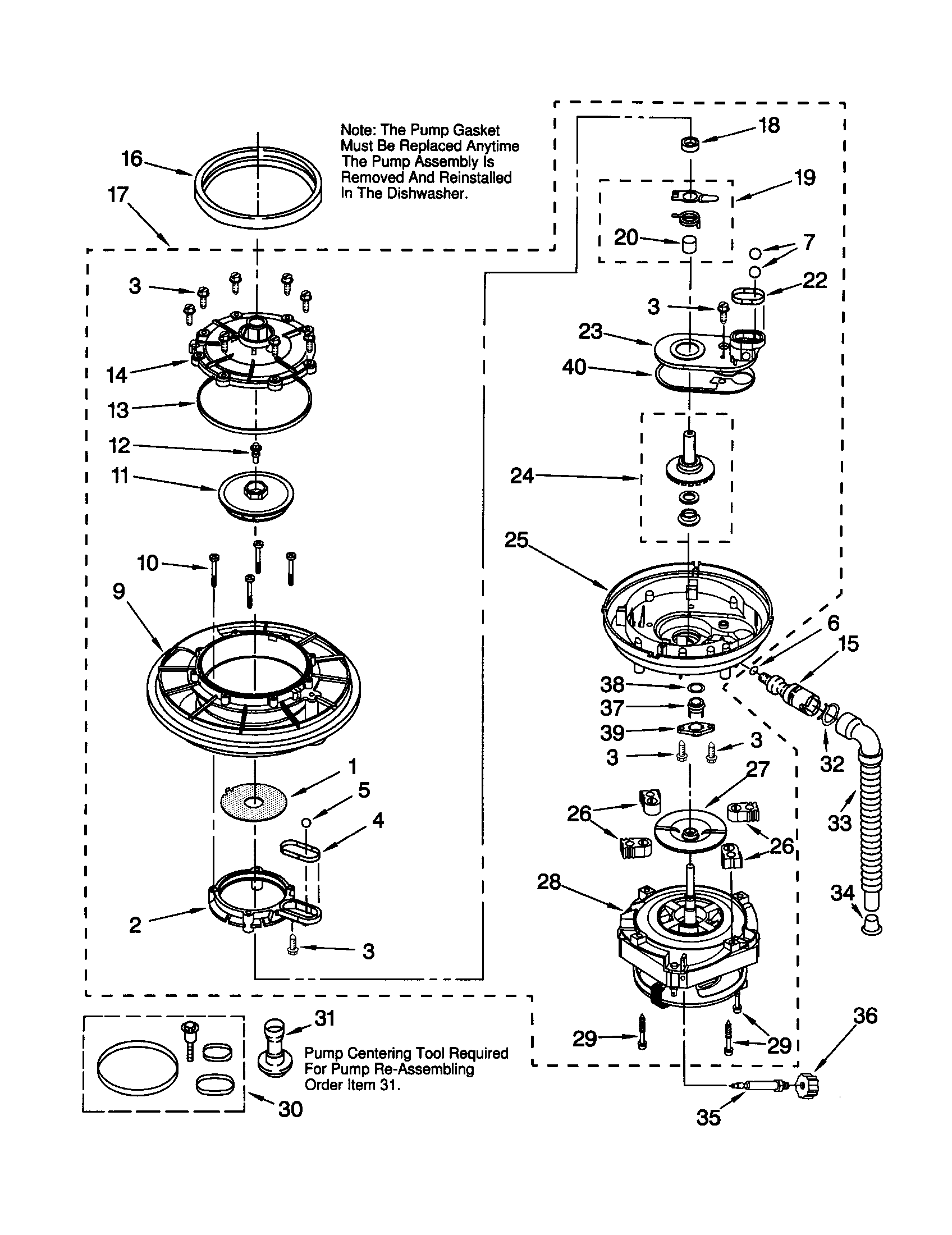 Kenmore 66515595790 pump and motor diagram